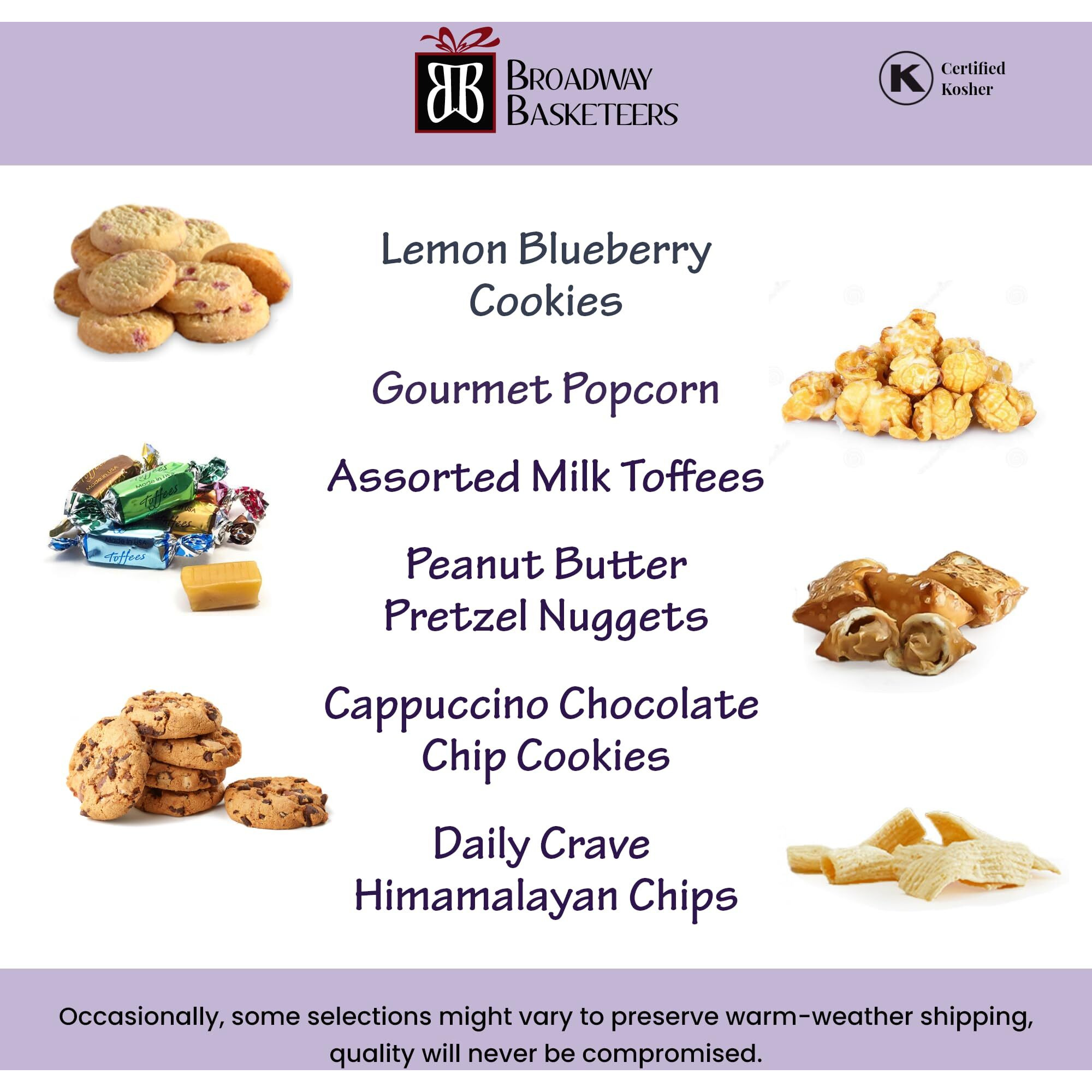 Broadway Basketeers 4 Box Chocolate Food Gift Basket Tower Snack Gifts For Women, Men, Families, College - Delivery For Birthday, Appreciation, Thank You, Get Well Soon Care Package