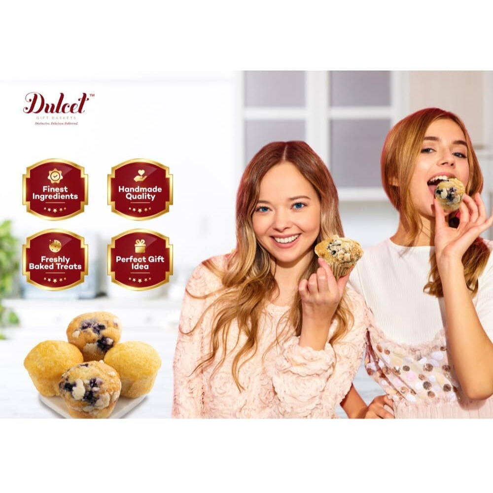 Dulcet Gift Baskets Deluxe Gourmet Food Gift Basket, Cakes For Delivery For Families Men And Women Includes Assorted Brownies, Crumb Cakes Rugelah, And Muffins. Great Gift Idea