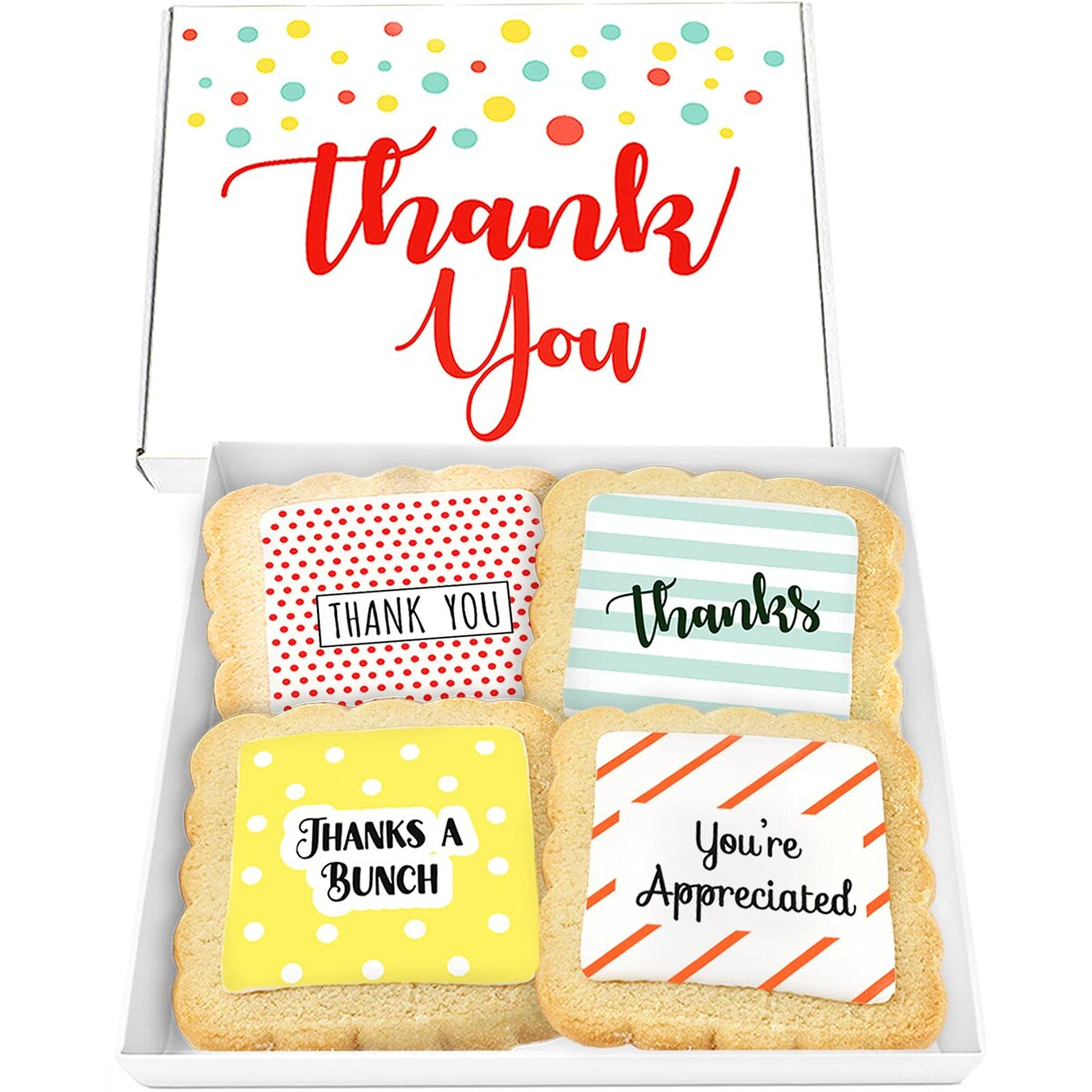 Thank You Gift Basket Cookies For Men Women Employees Teacher Nurse Co Workers | Individually Wrapped | 4 Pack | Appreciation Box