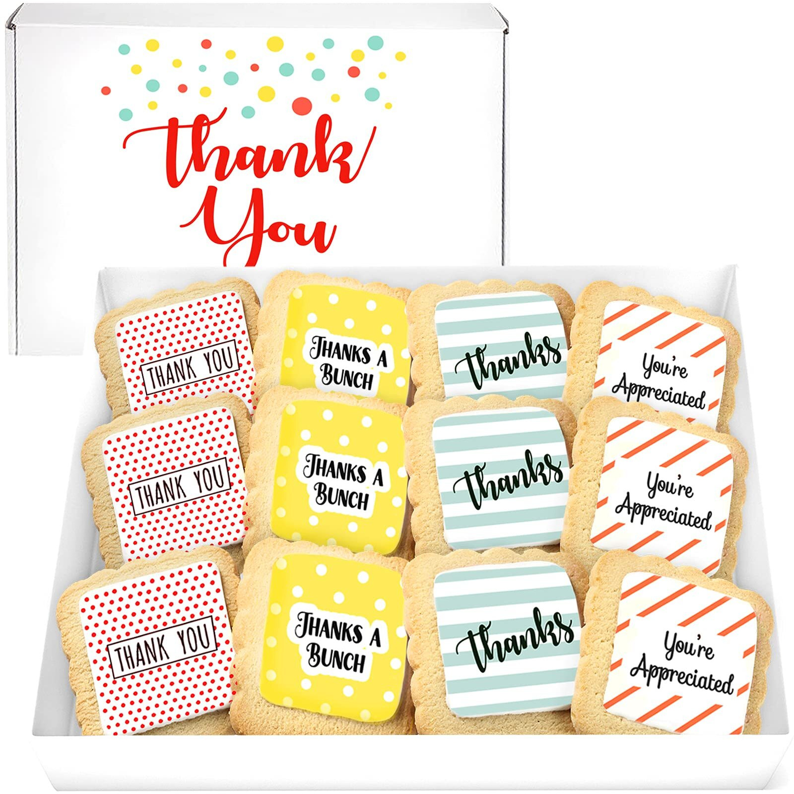 Thank You Gift Basket Decorated Cookies For Men Women Nurses Employees Co Workers Teacher | Individually Wrapped | 12 Pack | Appreciation Box