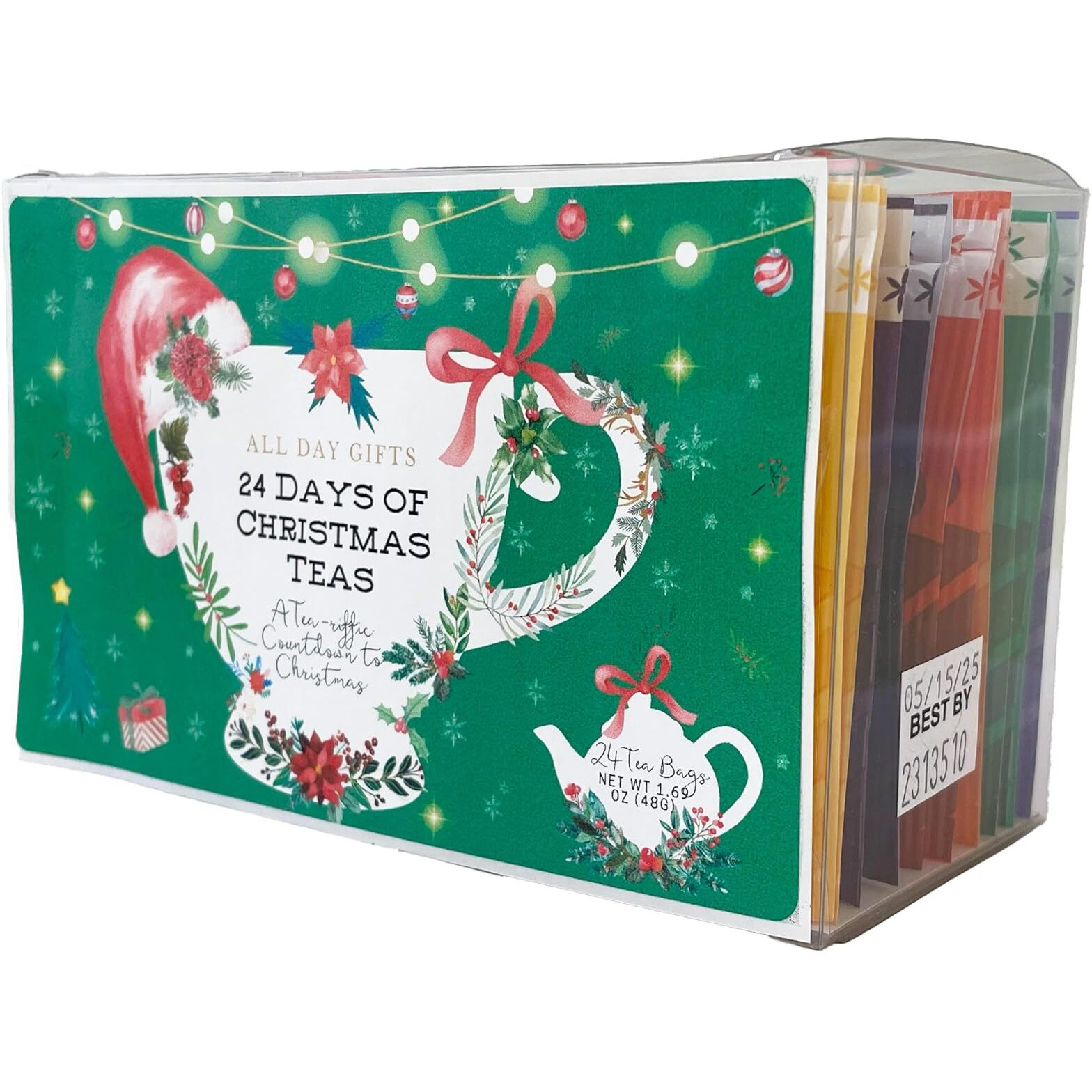 24 Days Of Christmas Advent Calendar Holiday Collection - 24 Individual Bags Of Tea Gift Set