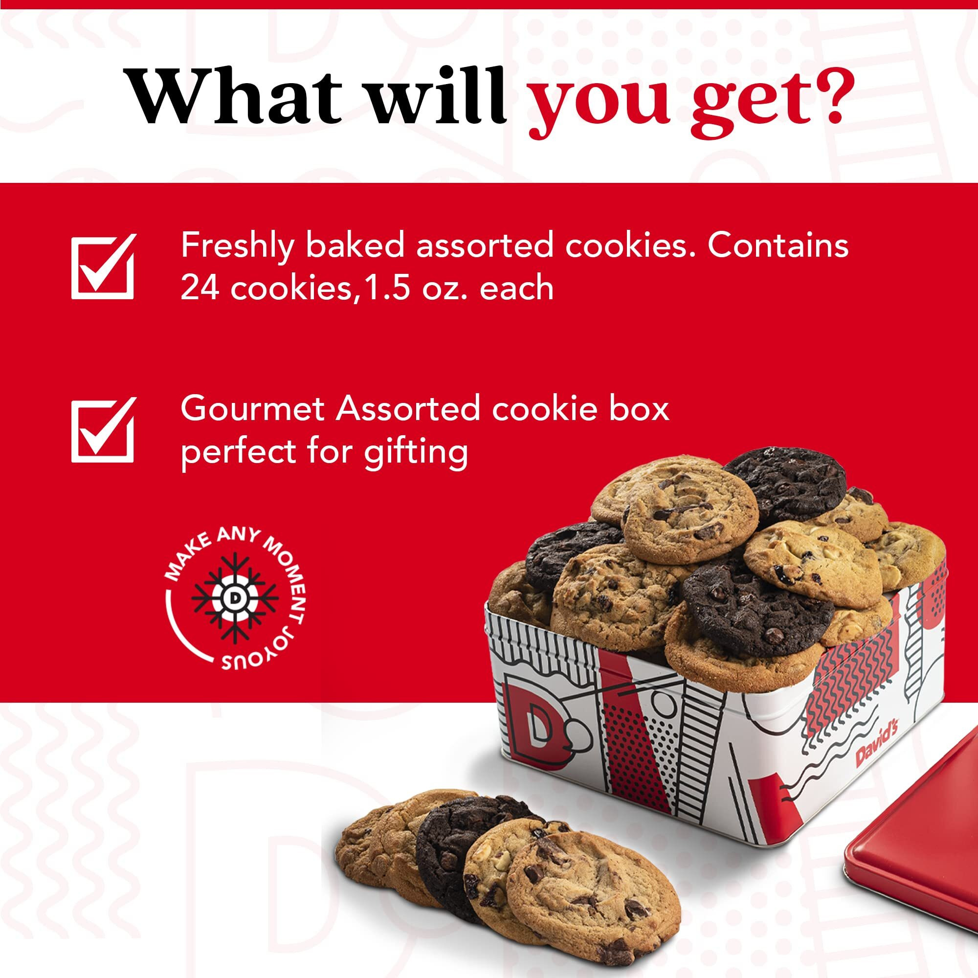 David's Cookies 2Lbs Assorted Flavors Fresh Baked Cookies - Handmade And Gourmet Cookies - Delectable And Made With Premium Ingredients - Cookie Gift Basket - Great Gift For All Occasions