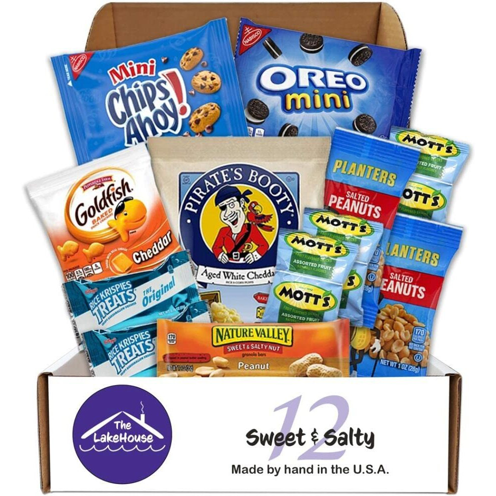 Snacks Variety Pack Care Package - 12 Count Packages For College Students, Camp - Get Well Soon Gift Basket - Healthy Snacks For Adults And Kids - Sweet And Salty Snack Pack From The Lakehouse