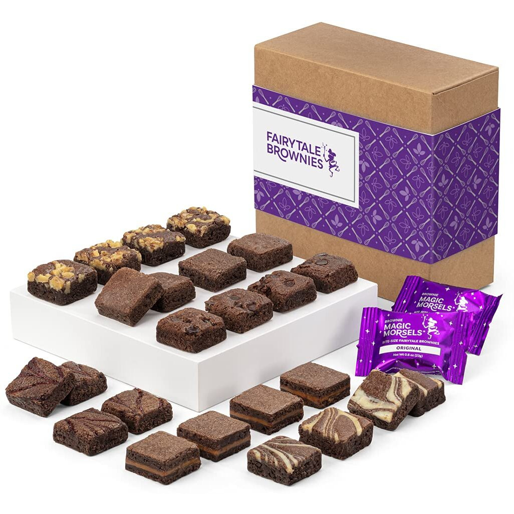 Fairytale Brownies Magic Morsel 24 Individually Wrapped Gourmet Chocolate Food Gift Basket - 1.5 Inch X 1.5 Inch Bite-Size Brownies - 24 Pieces - Item Cf424
