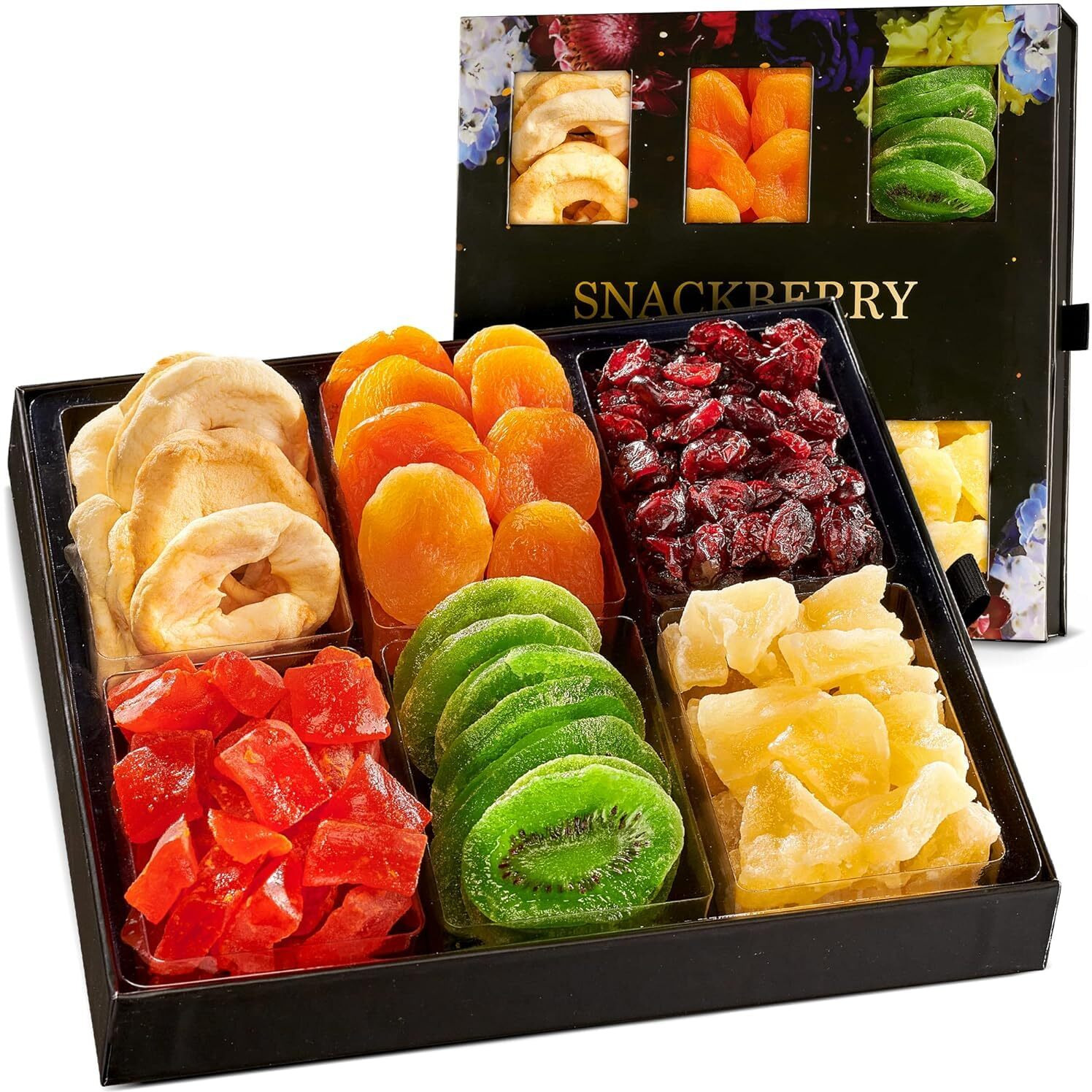 Dried Fruit Gift Basket, Gourmet Gift, Snack Box, In Elegant Drawer Window Gift Box, Gift Set For Christmas, New Years, Birthday Party, Sympathy, Healthy Gift Snack Box For Men And Women. Kosher Parve, Snackberry (3-Pack)
