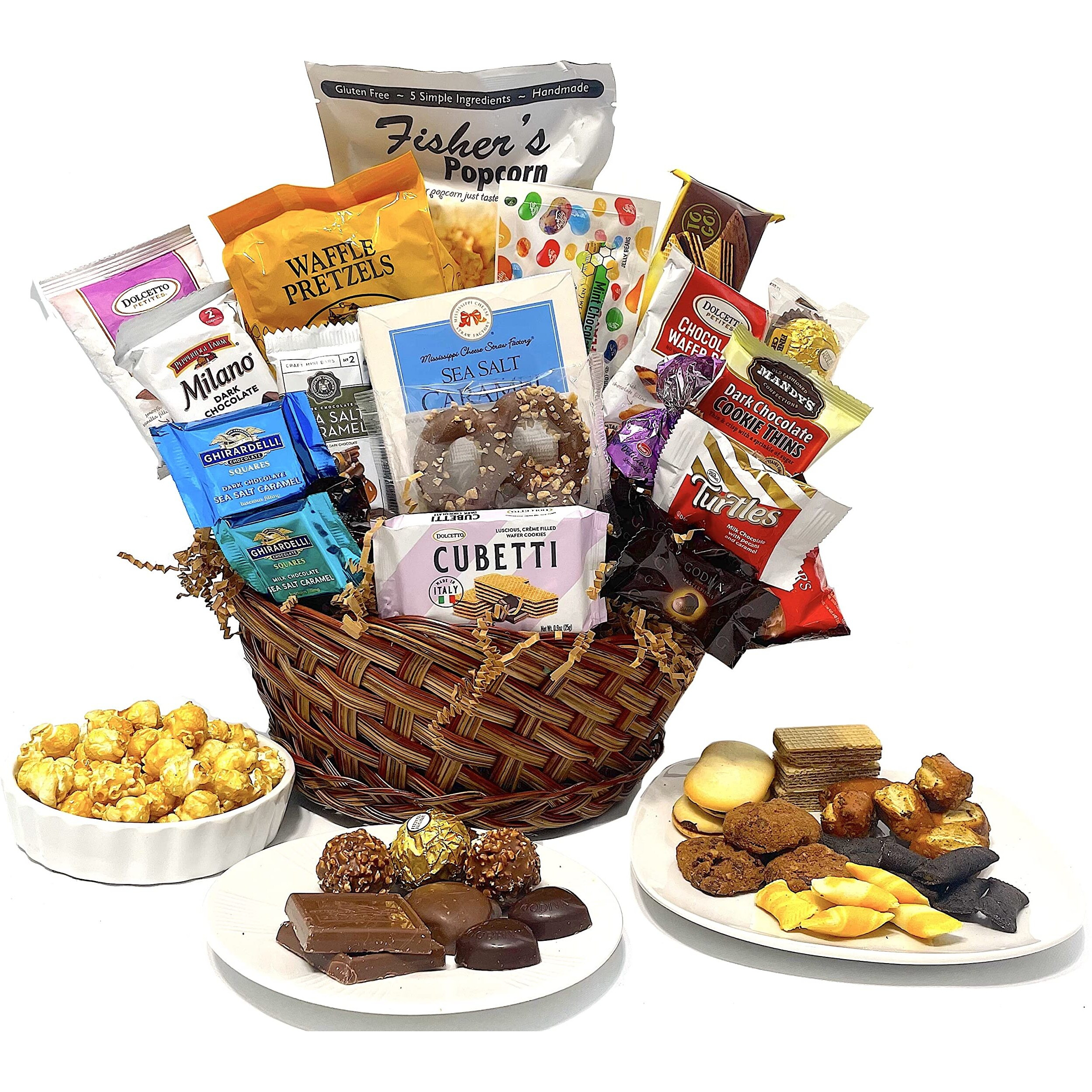 Hand-Crafted 22 Piece Customizable Chocolate Gift Basket Of Gourmet Chocolates, Cookies, And Crunches. Tasty Treats Selected For Businesses, Clients, Employees, Birthdays, Thank You And More
