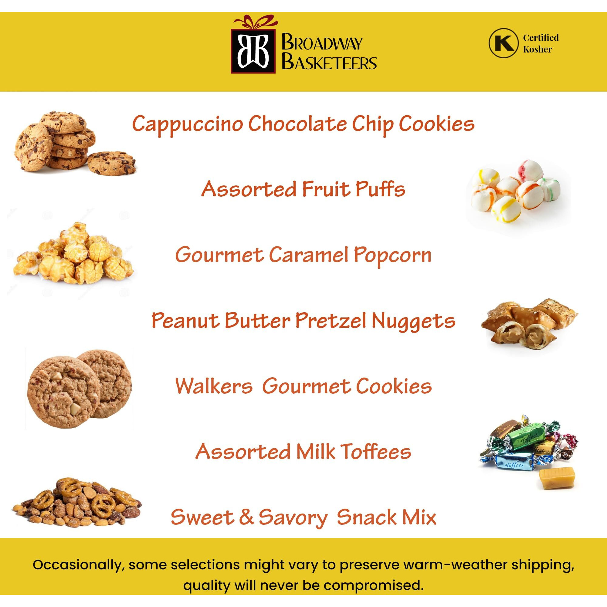 Broadway Basketeers Gourmet Gift Basket For Families, College, Chocolate Food Delivery For Birthdays, Appreciation, Thank You, Get Well Soon, Sympathy, Care Package