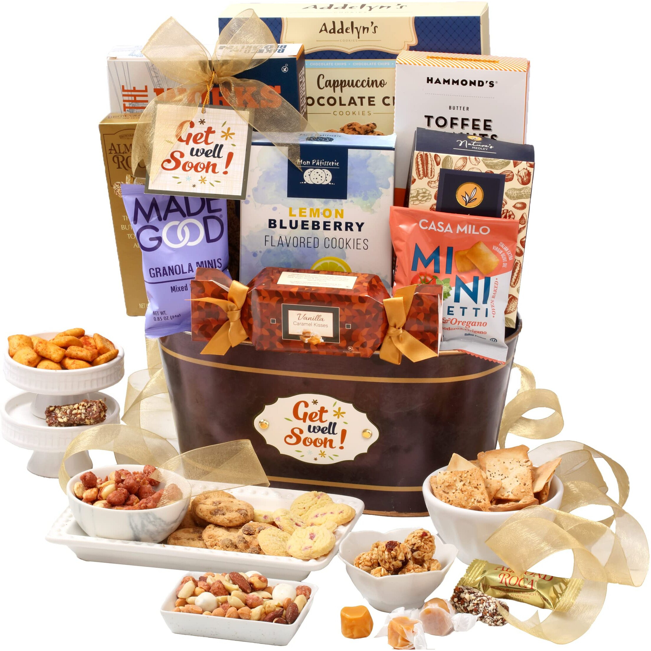 Broadway Basketeers Get Well Soon Care Package Gift Basket. Send Your Get Well Wishes With This Beautiful Display Basket Enjoy The Large Assortment Of Sweets And Savory,Perfect For Mom, Dad, & Friends