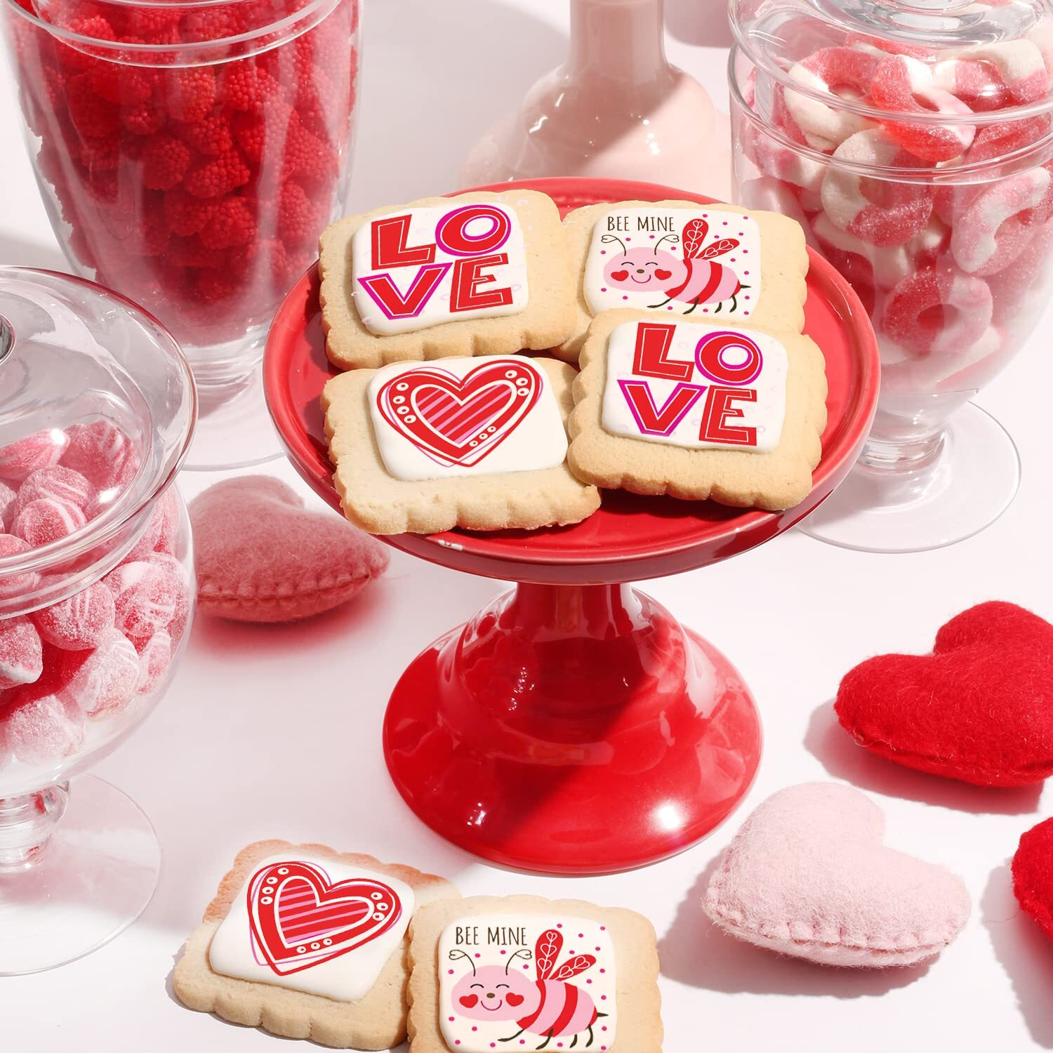 Valentines Day Cookies Class Favors Gift Basket For Kids Men Women Co Workers Teacher | Individually Wrapped | 24 Pack | Love Heart Be Mine (Extra Large)