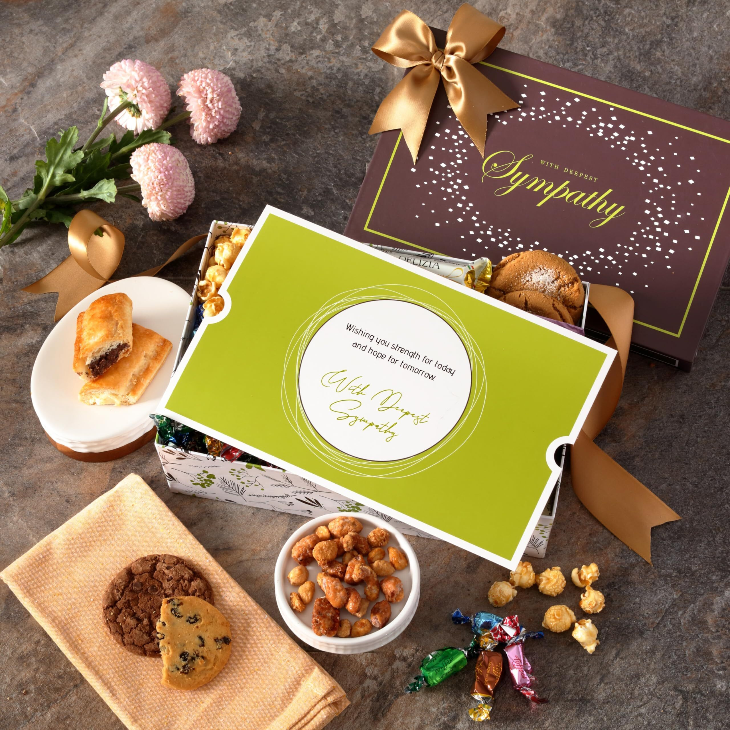 Broadway Basketeers Sympathy Gift Basket For Condolences, Delivery With Prime Gourmet Treats Gift Box, Individually Wrapped Desserts & Snacks Care Package For Men, Women, Grief, Memorial, Remembrance