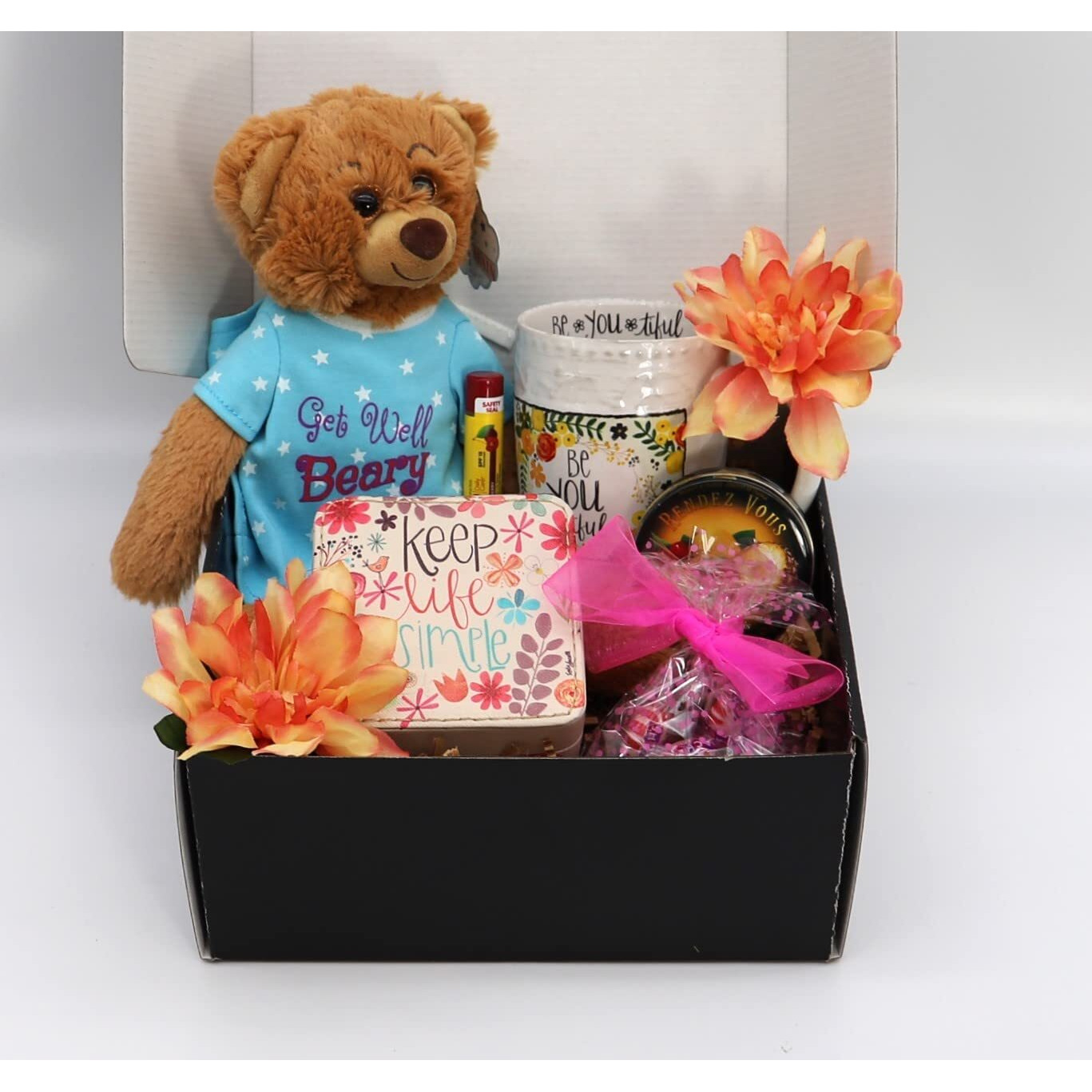 Gift Basket Village - Breast Cancer Care Package Support & Comfort Gift Set With Mints, Chapstick, Decorative Box, Candies, Plush & Mug - Handcrafted In Usa