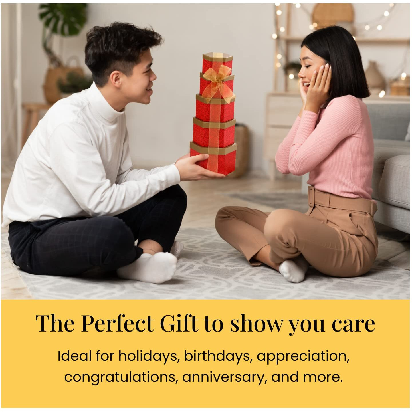 Broadway Basketeers Chocolate And Sweets Ruby Red Gift Basket Tower, Anniversary, Birthday, Thinking Of You For Women, Mom, Step-Mother, Wife, Girlfriend, Her Or Him