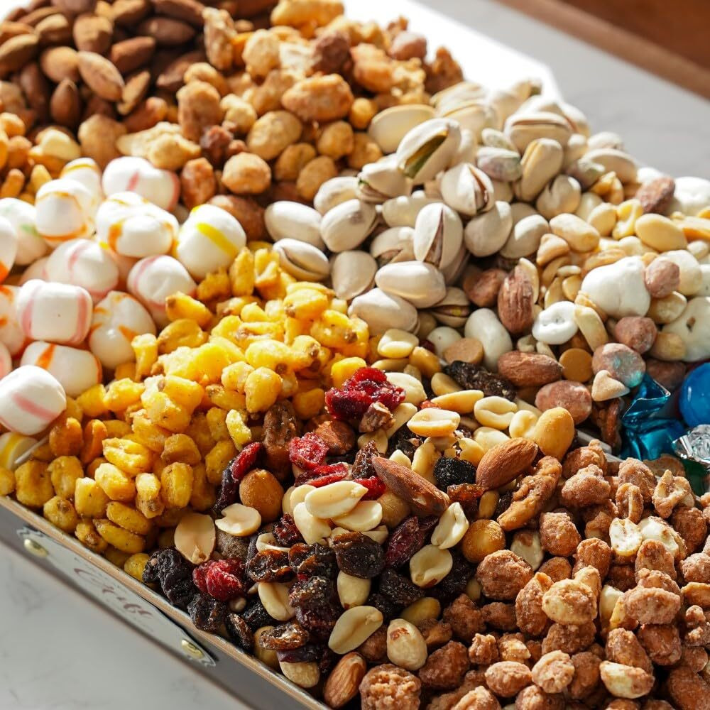 Broadway Basketeers Sympathy Nuts Gift Basket Assorted 6 Gourmet Variety Nuts, Trail Mixes, Sweets Snack Food Box, Bereavement Healthy Gifts, Men, Women, Corporate, Sorry For Your Loss Care Package