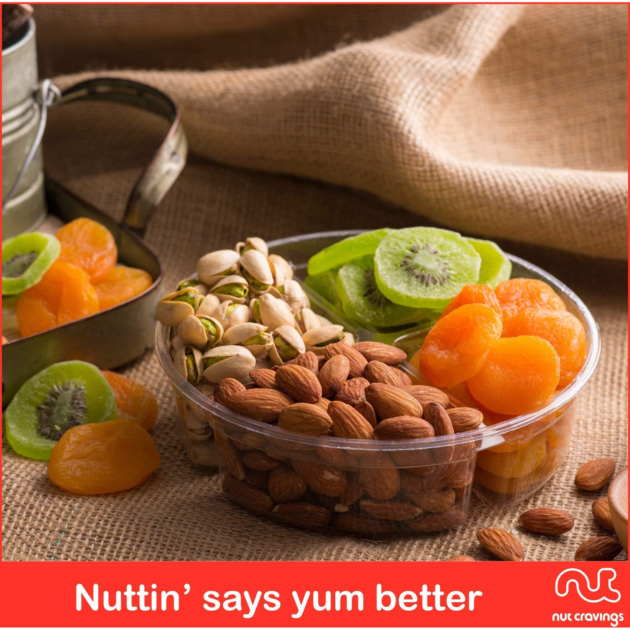 Nut Cravings Gourmet Collection - Rosh Hashana & Shana Tova Dried Fruit & Mixed Nuts Gift Basket In Red Box (4 Assortments) Arrangement Platter, Birthday Care Package - Healthy Kosher