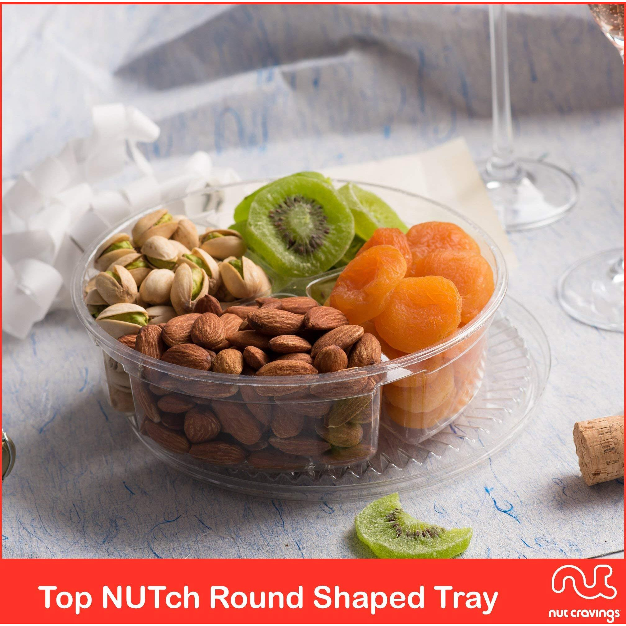 Nut Cravings Gourmet Collection - Rosh Hashana & Shana Tova Dried Fruit & Mixed Nuts Gift Basket In Red Box (4 Assortments) Arrangement Platter, Birthday Care Package - Healthy Kosher