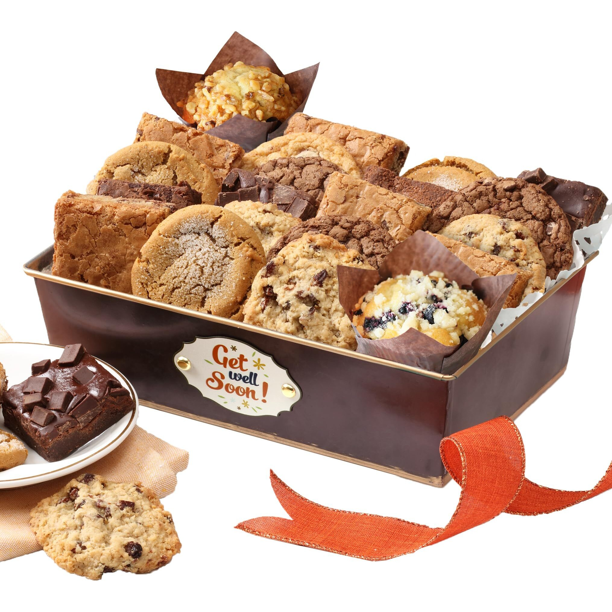 Broadway Basketeers Get Well Soon Gift Basket For Women, Men, Kids, Feel Better Cookies & Brownies Gifts For After Surgery