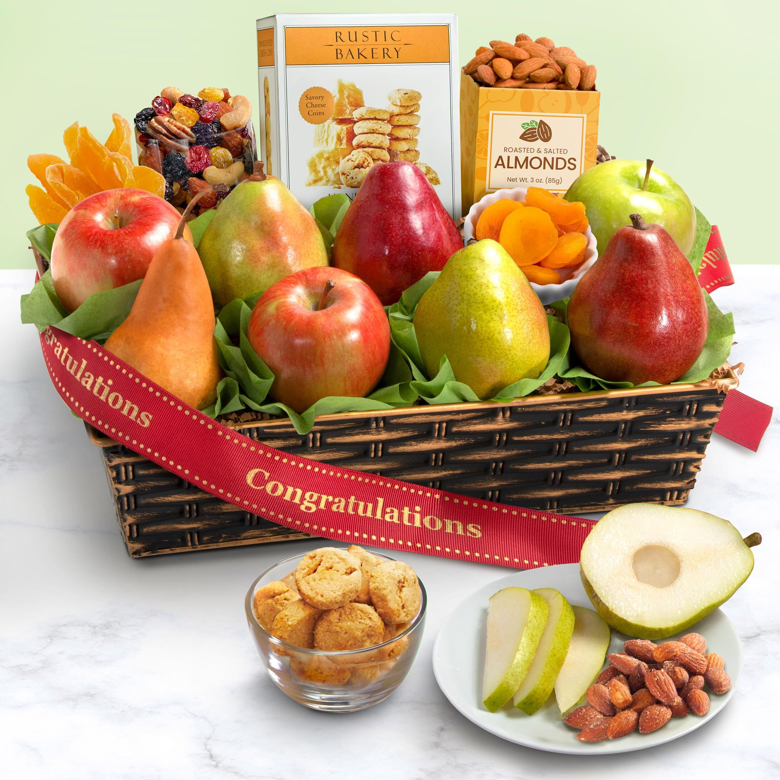 A Gift Inside Congratulations Cheese And Nuts Classic Fruit Basket