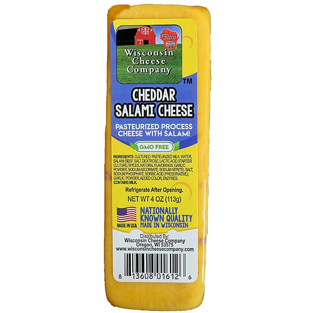 Wisconsin Cheese Company - Specialty 100% Wisconsin Cheese & Cracker Gift Basket. Gouda, Smoked Cheddar, Salami Cheddar, Tomato Basil Cheddar, Swiss Cheese (Pack Of 5 Blocks).
