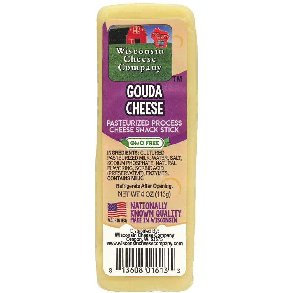 Wisconsin Cheese Company - Specialty 100% Wisconsin Cheese & Cracker Gift Basket. Gouda, Smoked Cheddar, Salami Cheddar, Tomato Basil Cheddar, Swiss Cheese (Pack Of 5 Blocks).