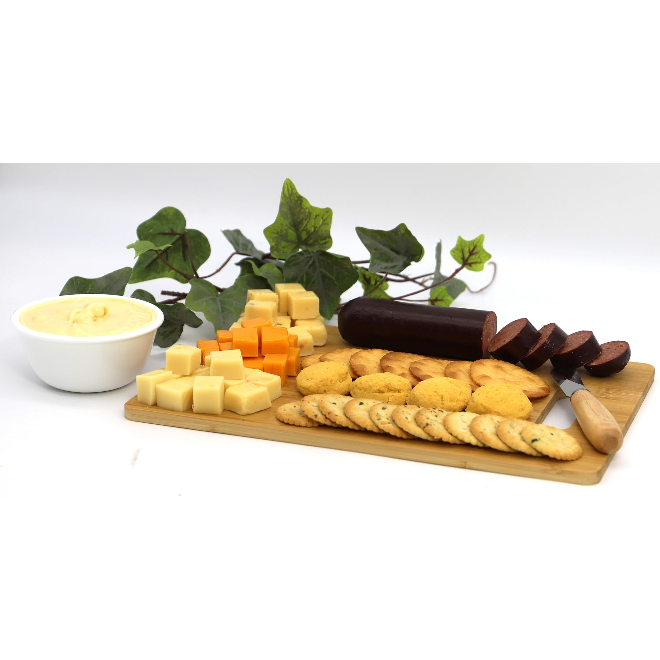 Gift Basket Village - In This Home Gourmet Cutting Board Set Crackers, Sausages, Salmon, Cheeses, And Spreaders, Perfect For Any Occasion, Handcrafted In The Usa
