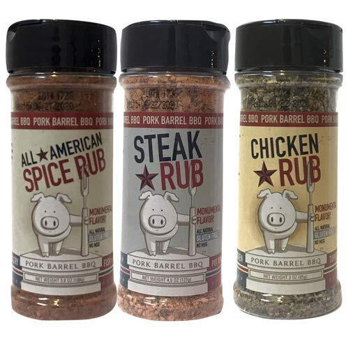 Spices And Seasonings Sets I Bbq Gift Set - Grill Holiday Spice Basket Pork Rub, Steak Seasoning And Bbq Rub, And Chicken Seasoning And Bbq Rub - Bbq Dad Gifts For Men - Pork Barrel Bbq Spices And Seasonings Sets -