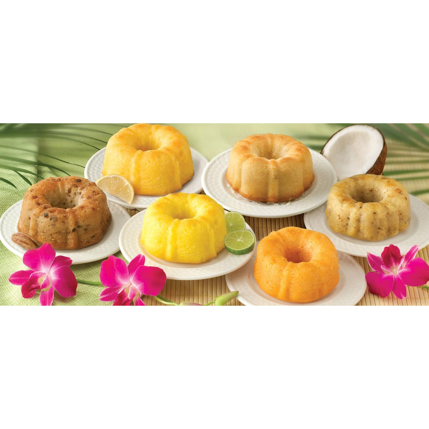Dockside Market Tropical Mini Sampler Cakes - All Natural- Fruit Cakes Combo Perfect For Birthday, Gift Basket, Parties Or Holidays - Pack Of 6 (4 Oz Each)