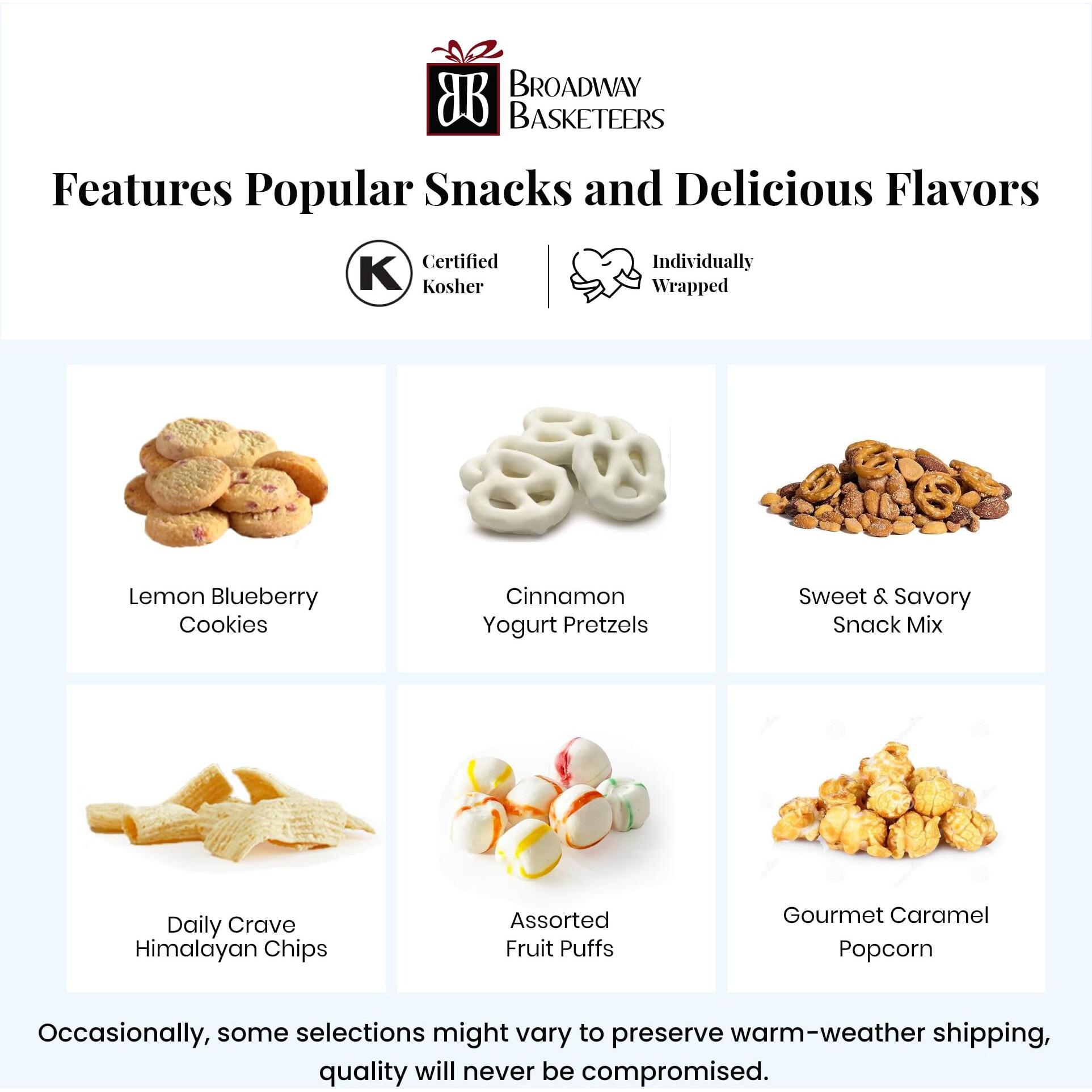 Broadway Basketeers Gourmet Food Gift Basket Tower Snack Gifts For Women, Men, Families, College - Birthday, Appreciation, Thank You, Congratulations, Corporate, Care Package