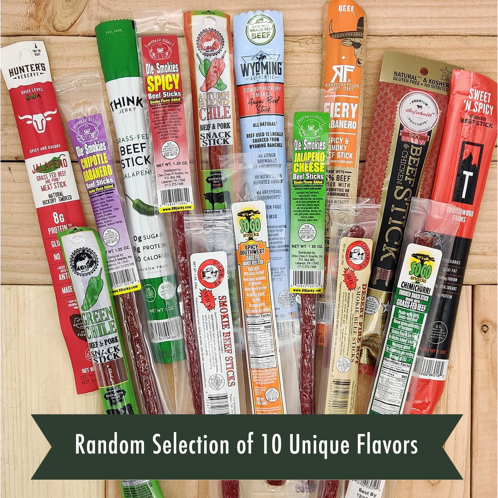 Spicy Meat Sticks Variety Pack (10 Count), Spicy Beef Jerky Gifts For Men, Hot Beef Jerky Gift Basket, Chili Stick High Protein Snacks, Beef Spicy Sticks, Assorted Spicy Beef Sticks, Chili Stick