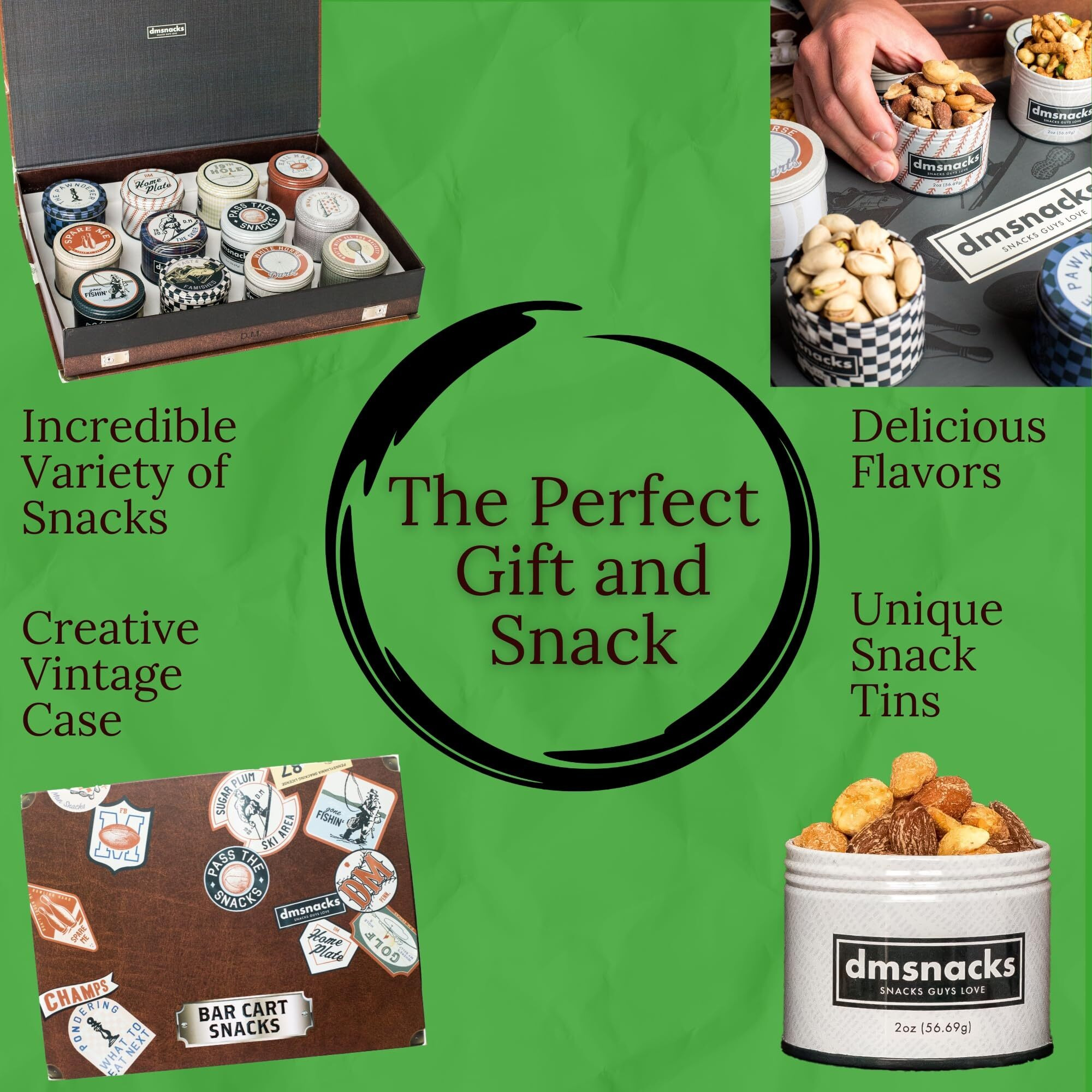 Ultimate Snack Box, Care Package, Gift Basket - Unique Tins Of Assorted Nuts, Snacks In Stunning Case - Great Birthday Gift For Men, Women, Dad, Friends, Family - Food Snack Box