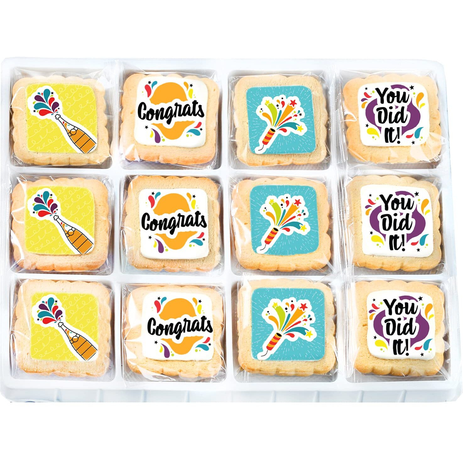 Congrats Gift Cookies Congratulations Gift Basket 12 Pack For Kids Men Women Graduation Friend | Nut Free | Kosher
