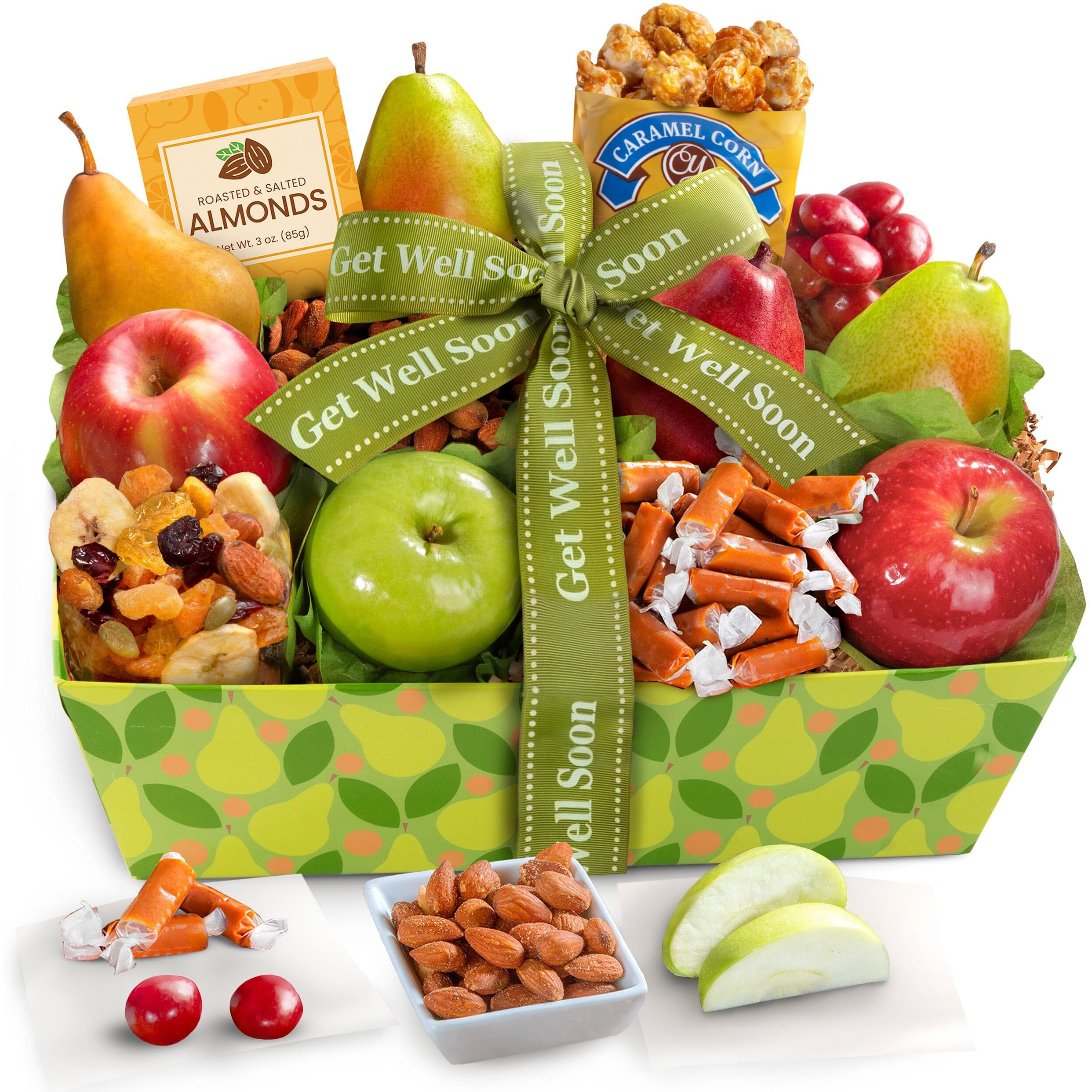A Gift Inside Get Well Soon Orchard Delight Fruit And Gourmet Gift Basket