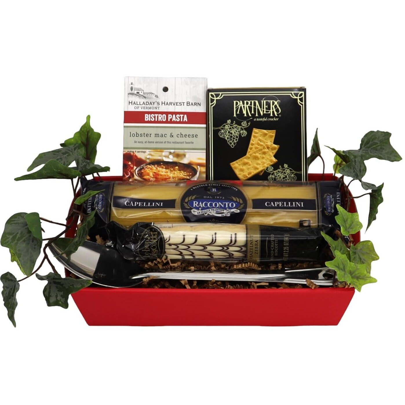 Gift Basket Village - Italian Fare Gourmet Gift Tray Pasta, Biscotti, Crackers, Seasoning, And Mixing Spoon, Perfect For Any Occasion, Handcrafted In The Usa