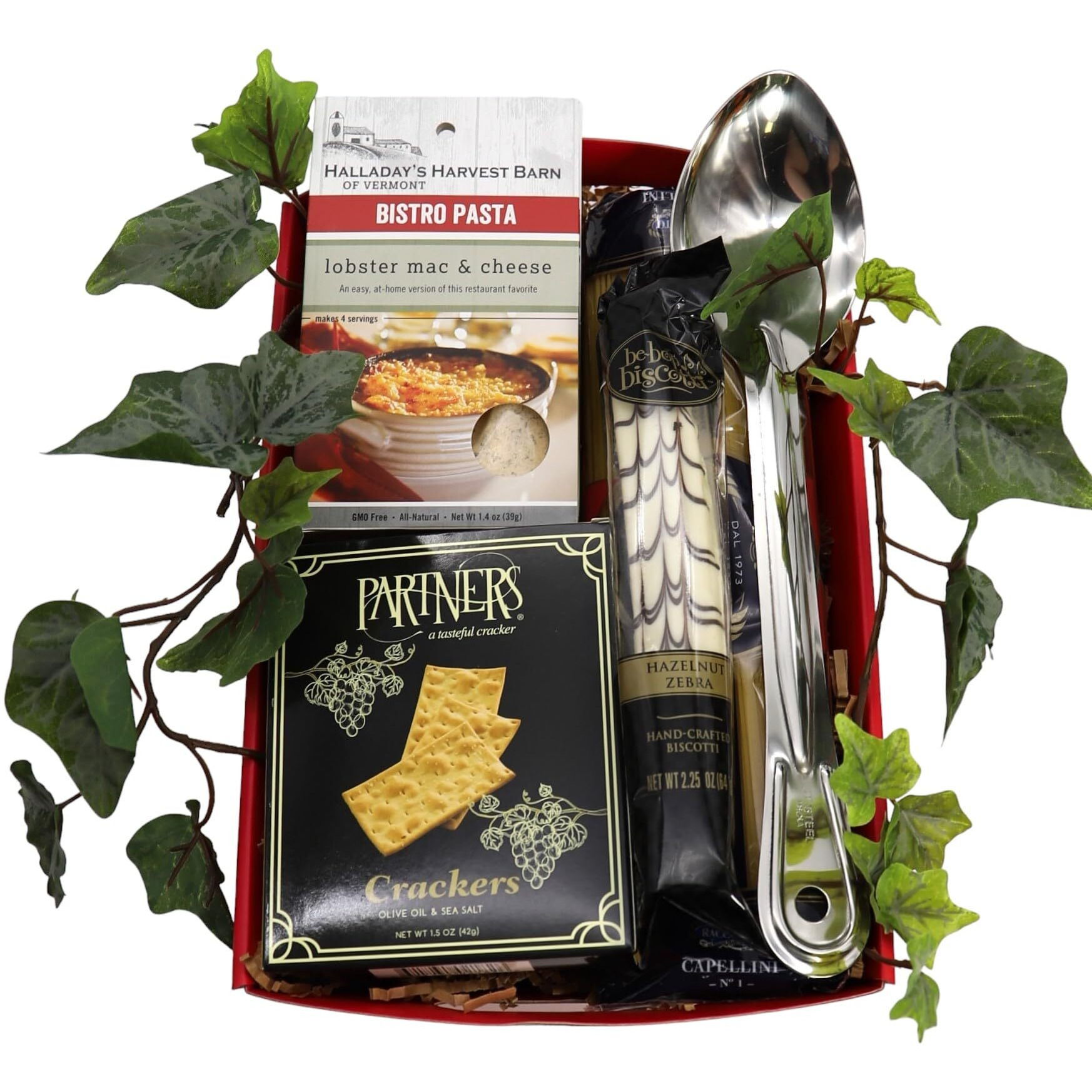 Gift Basket Village - Italian Fare Gourmet Gift Tray Pasta, Biscotti, Crackers, Seasoning, And Mixing Spoon, Perfect For Any Occasion, Handcrafted In The Usa