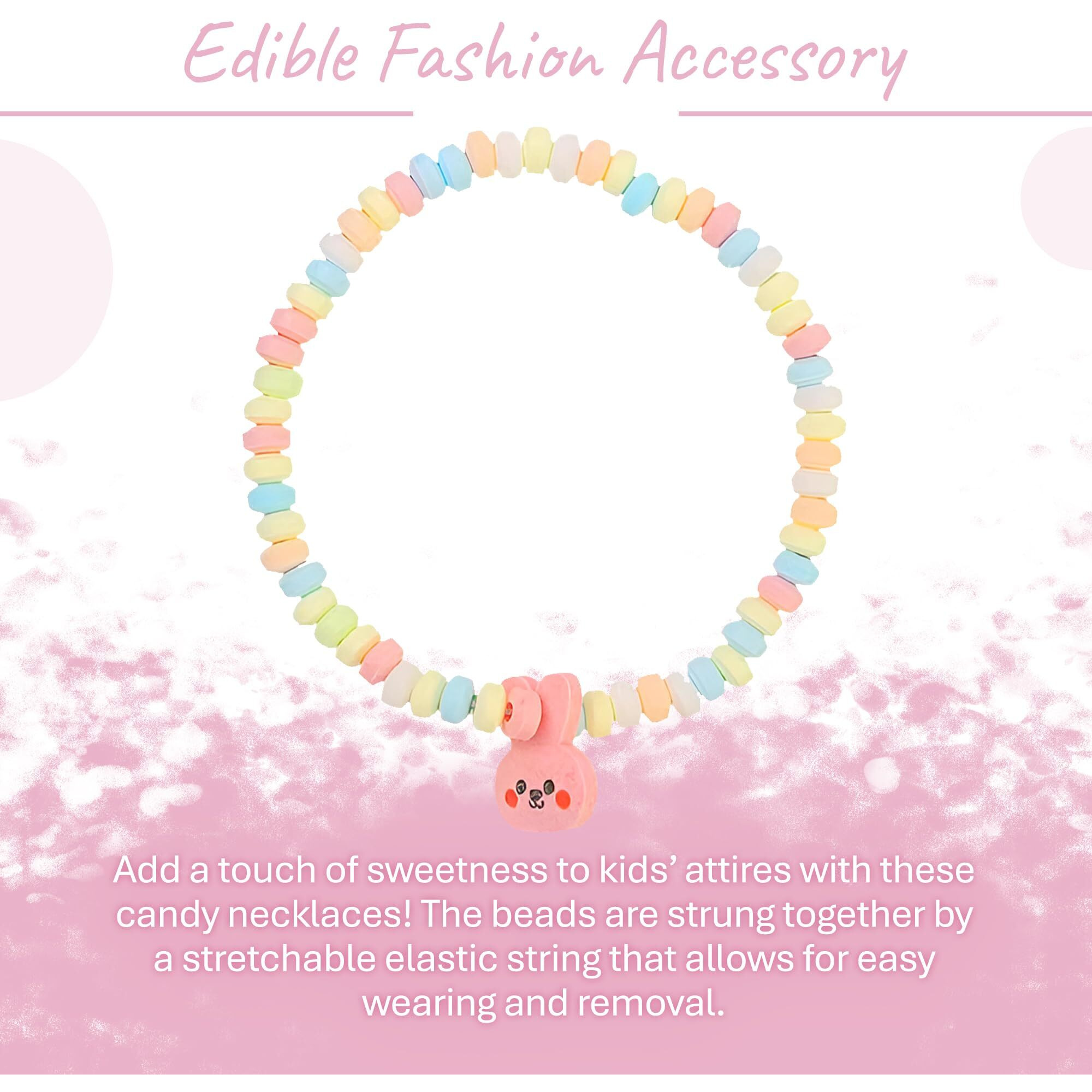 Fusion Select 36 Candy Necklace - Multi-Color Edible Jewelry For Birthday, Holiday, & Easter Party Favors, Goodie Bags, Kids' Gift Basket Fillers - Bulk Candy Beads, Stretchable String