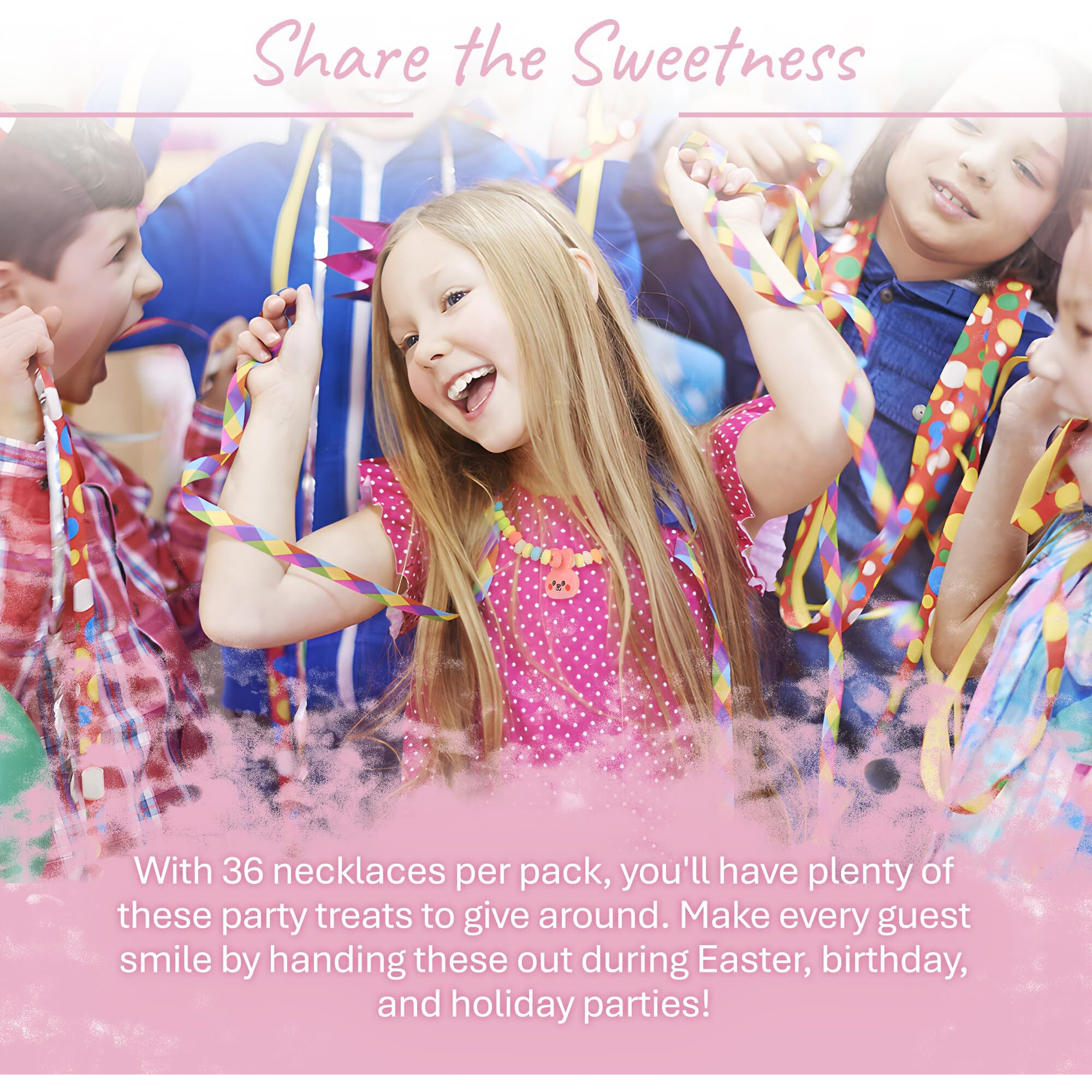 Fusion Select 36 Candy Necklace - Multi-Color Edible Jewelry For Birthday, Holiday, & Easter Party Favors, Goodie Bags, Kids' Gift Basket Fillers - Bulk Candy Beads, Stretchable String