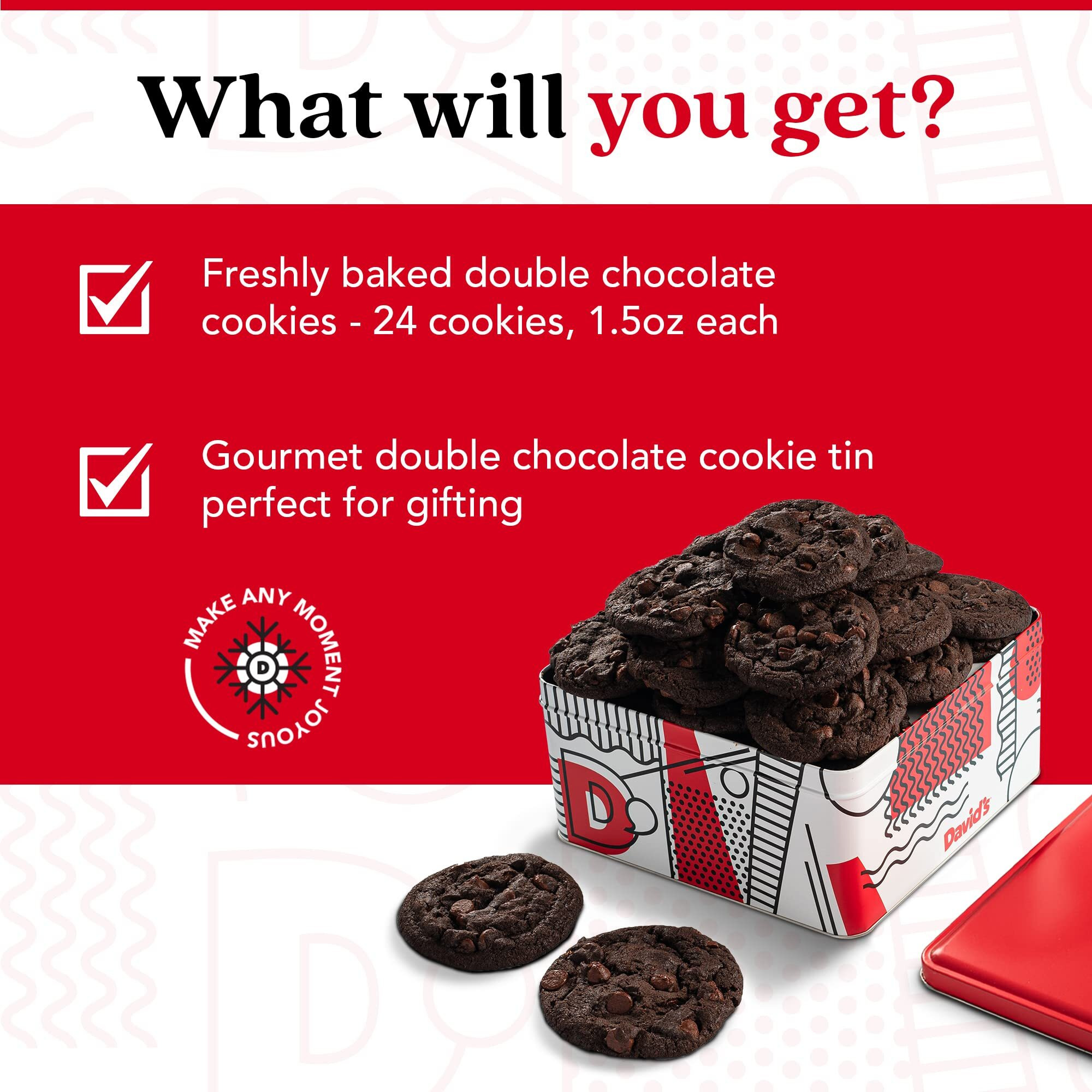 David's Cookies 2Lbs Double Chocolate Chunk Fresh Baked Cookies - Handmade And Gourmet Cookies - Delectable And Made With Premium Ingredients - Cookie Gift Basket - Great Gift For All Occasions