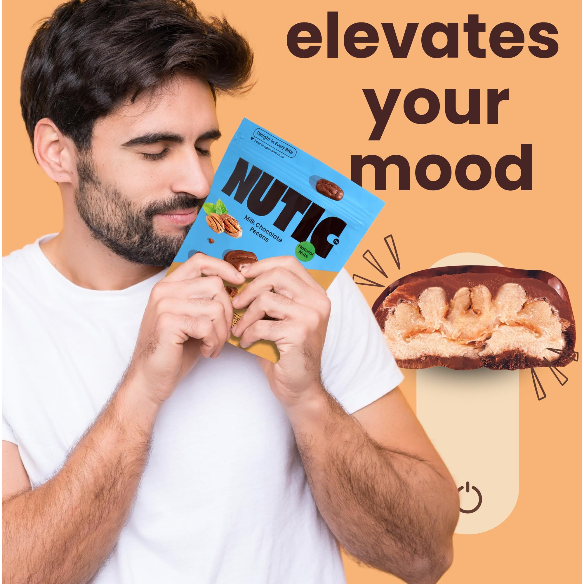 Nutic Milk Chocolate Covered Pecans - 2Lb - Sweet Delights - Indulge In Soft & Creamy, Exquisite Candy Clusters & Sweet Snacks, Perfect Food Gift For Any Occasion And Gift Basket