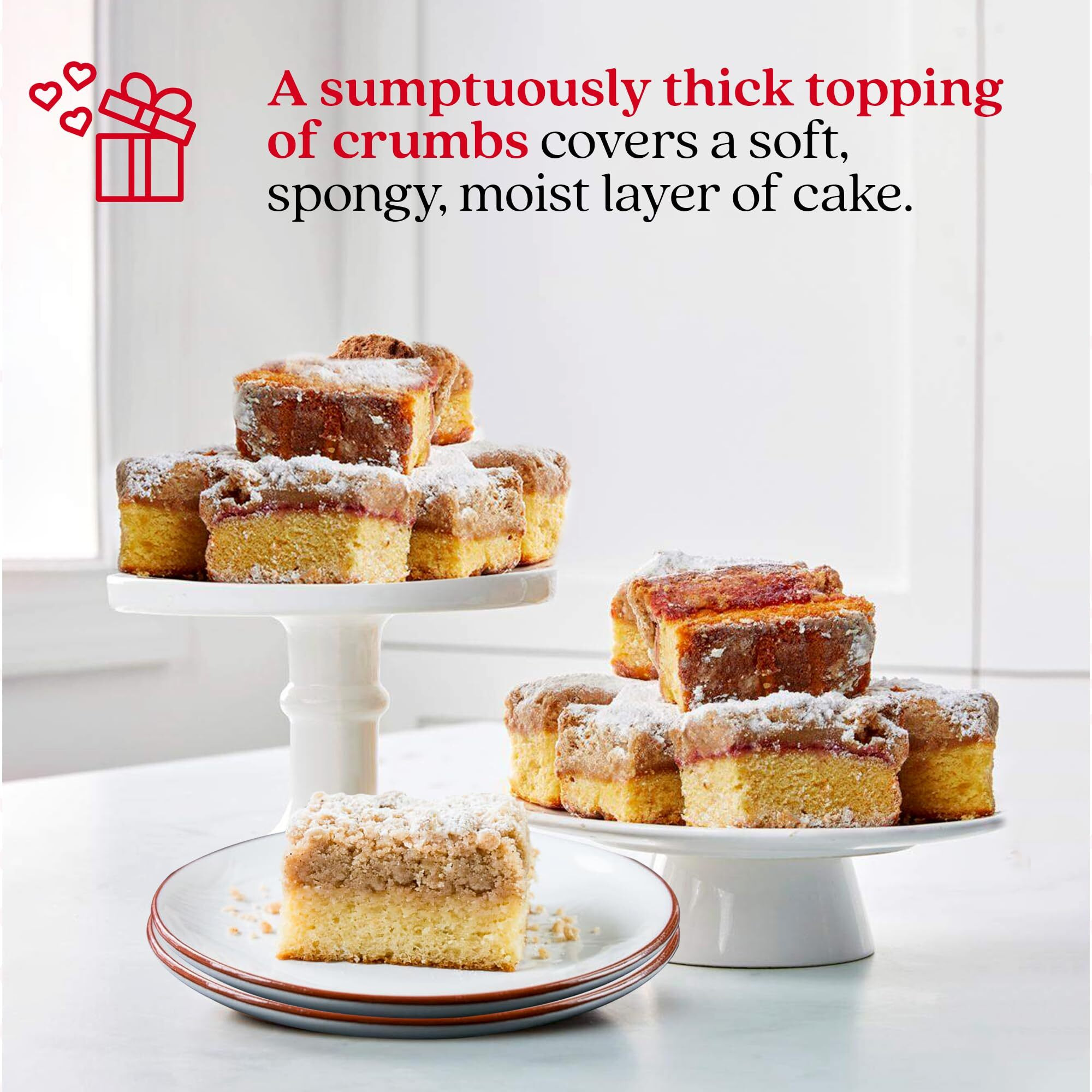 David's Cookies Fresh Baked Gourmet Crumb Cake Food Gift Basket - Gourmet Crumb Cake Assortment With Original Butter, Raspberry Gift Basket - Ideal Gift For Corporate Birthday Fathers Mothers Day Get Well And Other Special Occasions - 2 Lb (14 Pcs)