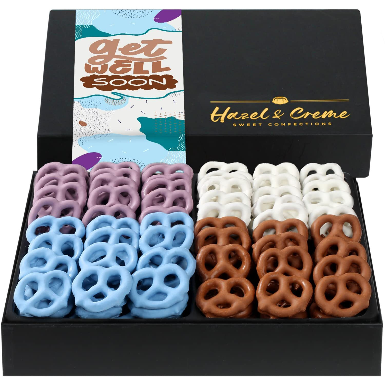 Get Well Soon Gift Basket - Yogurt Chocolate Covered Pretzels - Assorted Flavors - Care Package For Women/Men - Well Wishes, Feel Better, Recovery