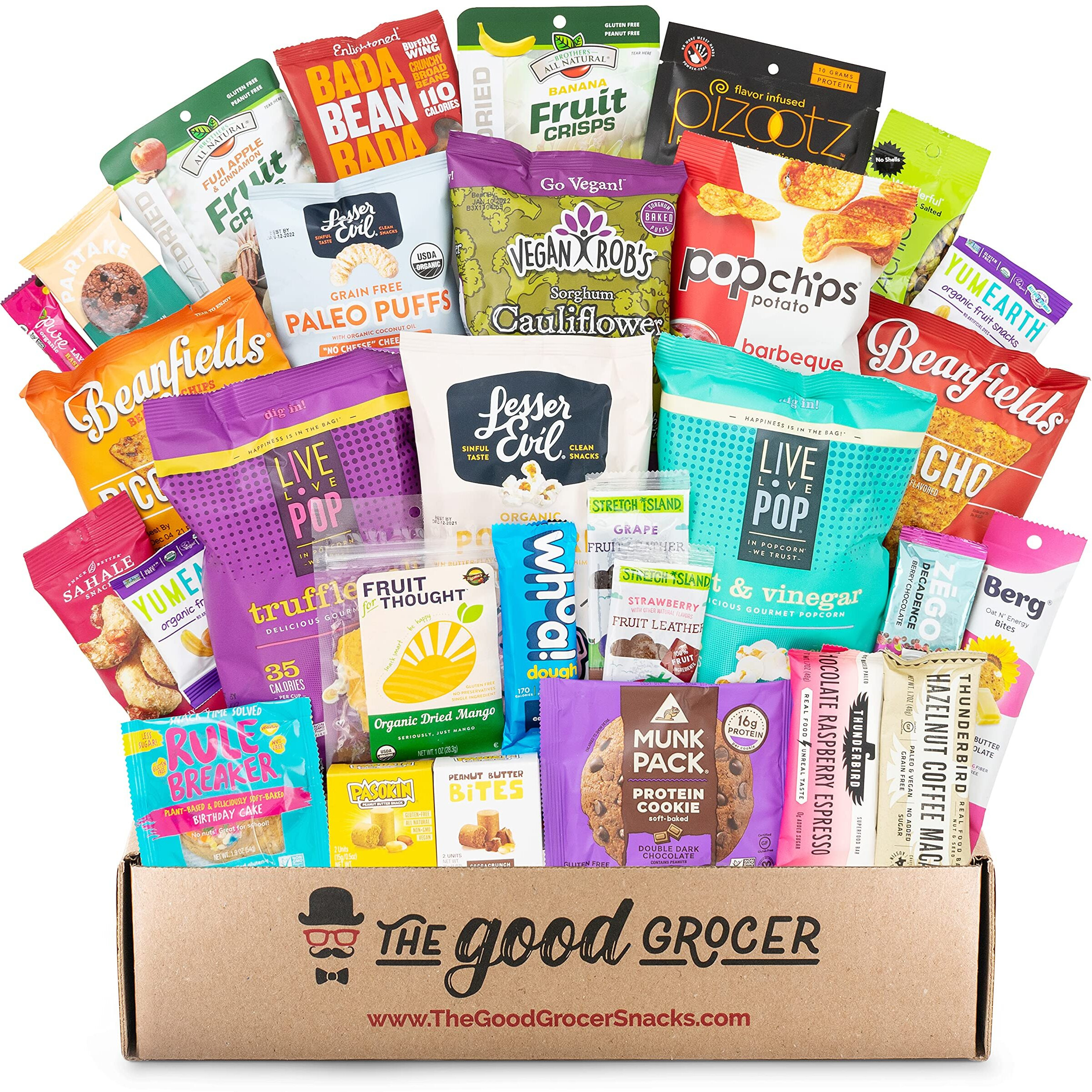 Deluxe Gluten Free And Vegan (Dairy Free) Snacks Care Package Delicious Protein Bars, Cookies, Chips, Puffs, Fruit & Nuts, Healthy Gift Basket Alternative, Snack Variety Pack, College Student Care Package