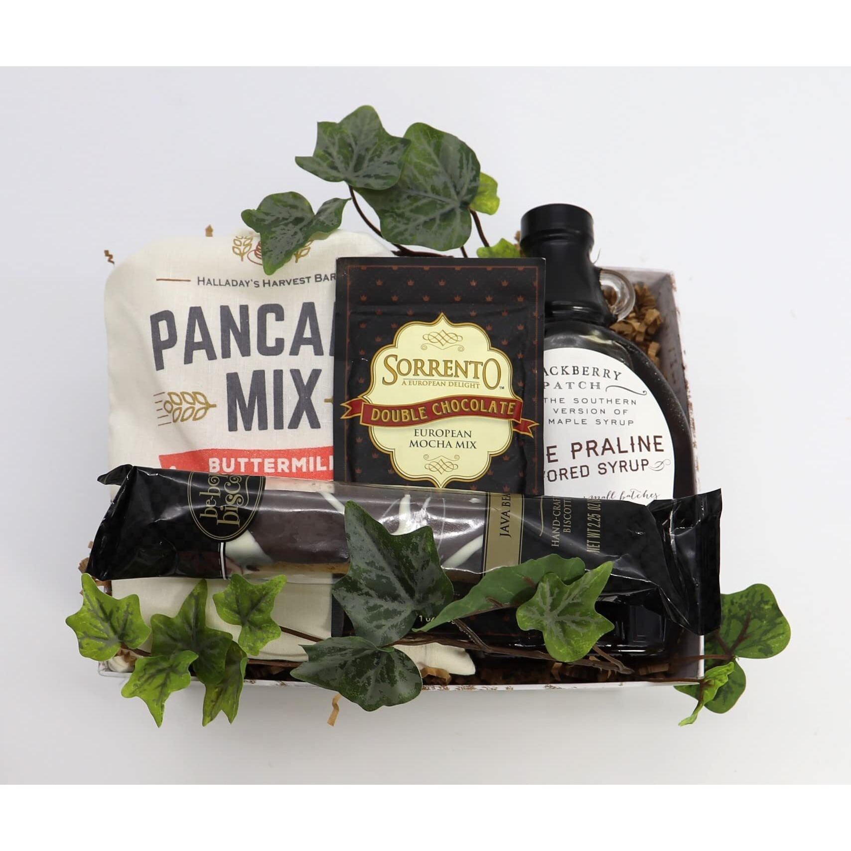Gift Basket Village Maple Farms Gift Tray Gourmet Pancake Mix, Biscotti, Syrup, Coffee, Perfect Breakfast Set, 9X7X4   , 3.38 Lbs