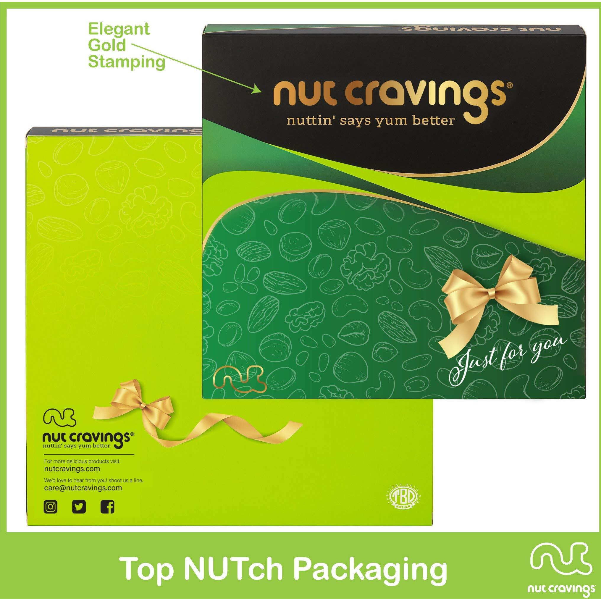 Nut Cravings Gourmet Collection - Rosh Hashana & Shana Tova Mixed Nuts Gift Basket In Green Gold Box (7 Assortments, 1 Lb) Arrangement Platter, Birthday Care Package - Healthy Kosher