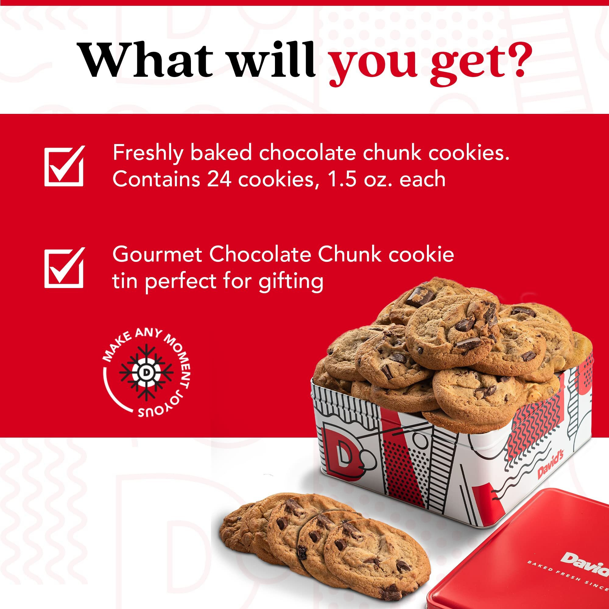 David's Cookies 2Lbs Chocolate Chunks Fresh Baked Cookies - Handmade And Gourmet Cookies - Delectable And Made With Premium Ingredients - Cookie Gift Basket - Great Gift For All Occasions