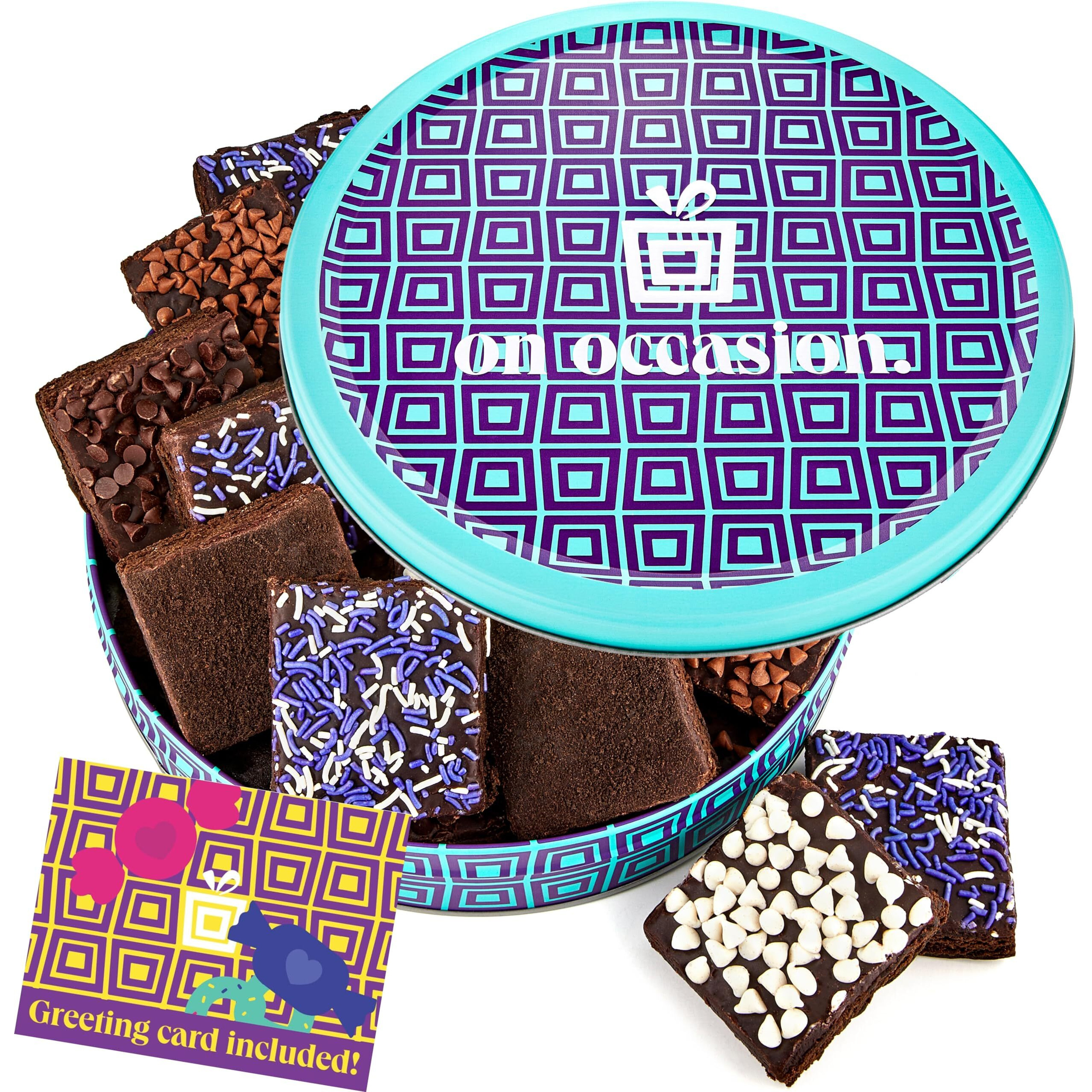 Chocolate Brownies Individually Wrapped | Fudge Brownie Assortment Gift Basket By On Occasion | Brownies Gift Baskets For Sympathy, Birthday, Get Well Soon