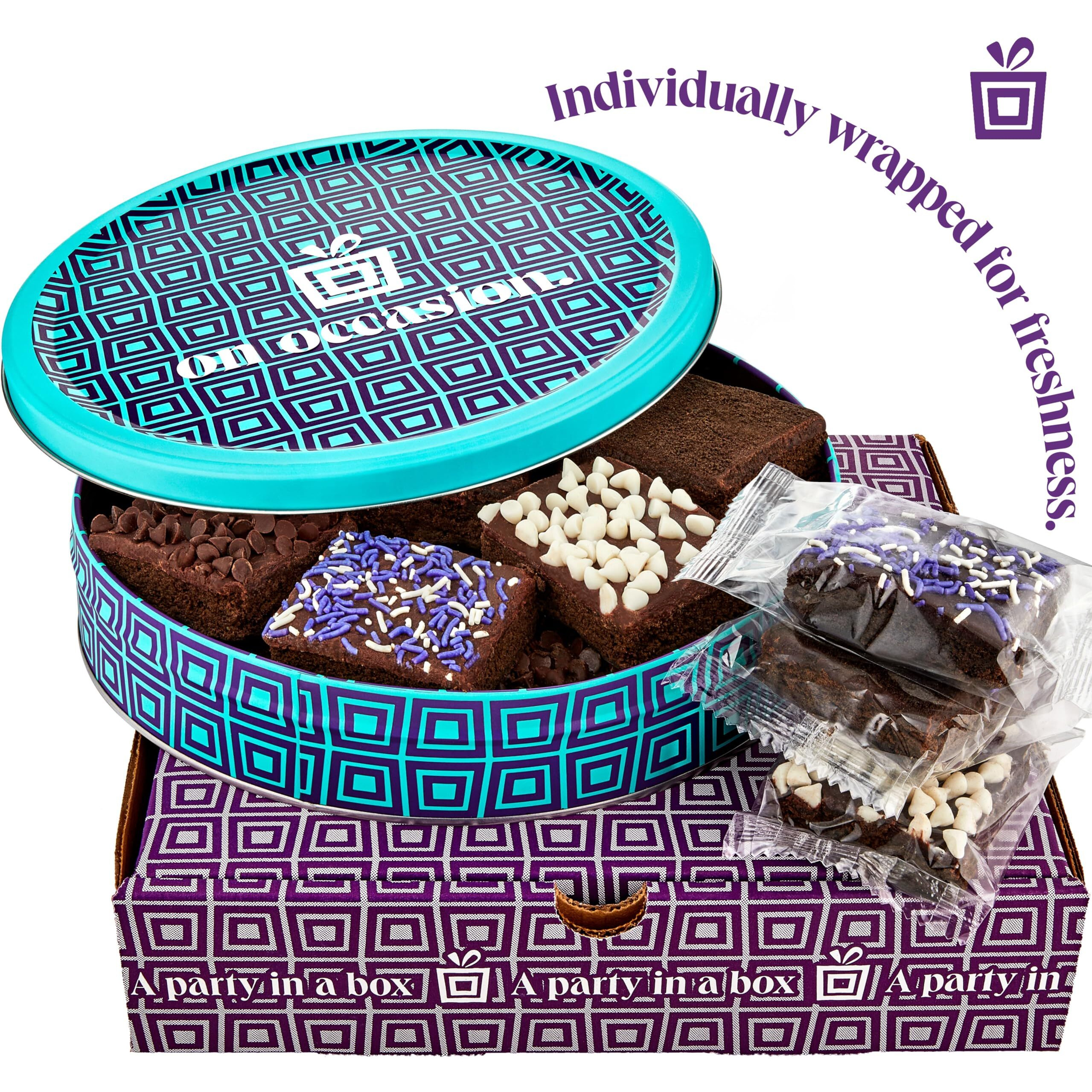 Chocolate Brownies Individually Wrapped | Fudge Brownie Assortment Gift Basket By On Occasion | Brownies Gift Baskets For Sympathy, Birthday, Get Well Soon