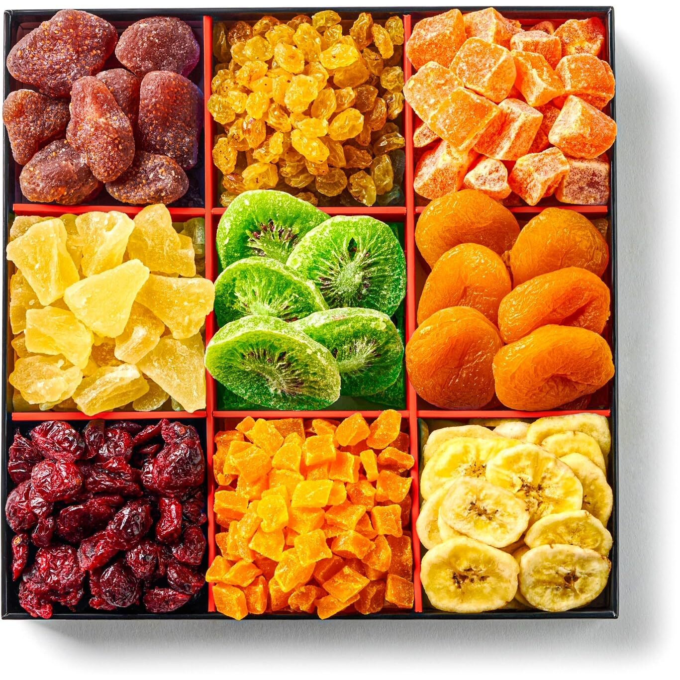 Dried Fruit Gift Basket - 9 Sectional - Tropical Fruit Arrangment, Gourmet Gift Basket - Healthy Gourmet Snack Box - For Men/Women Birthday Gift, Anniversary, Corporate Gifting, Sympathy Gift