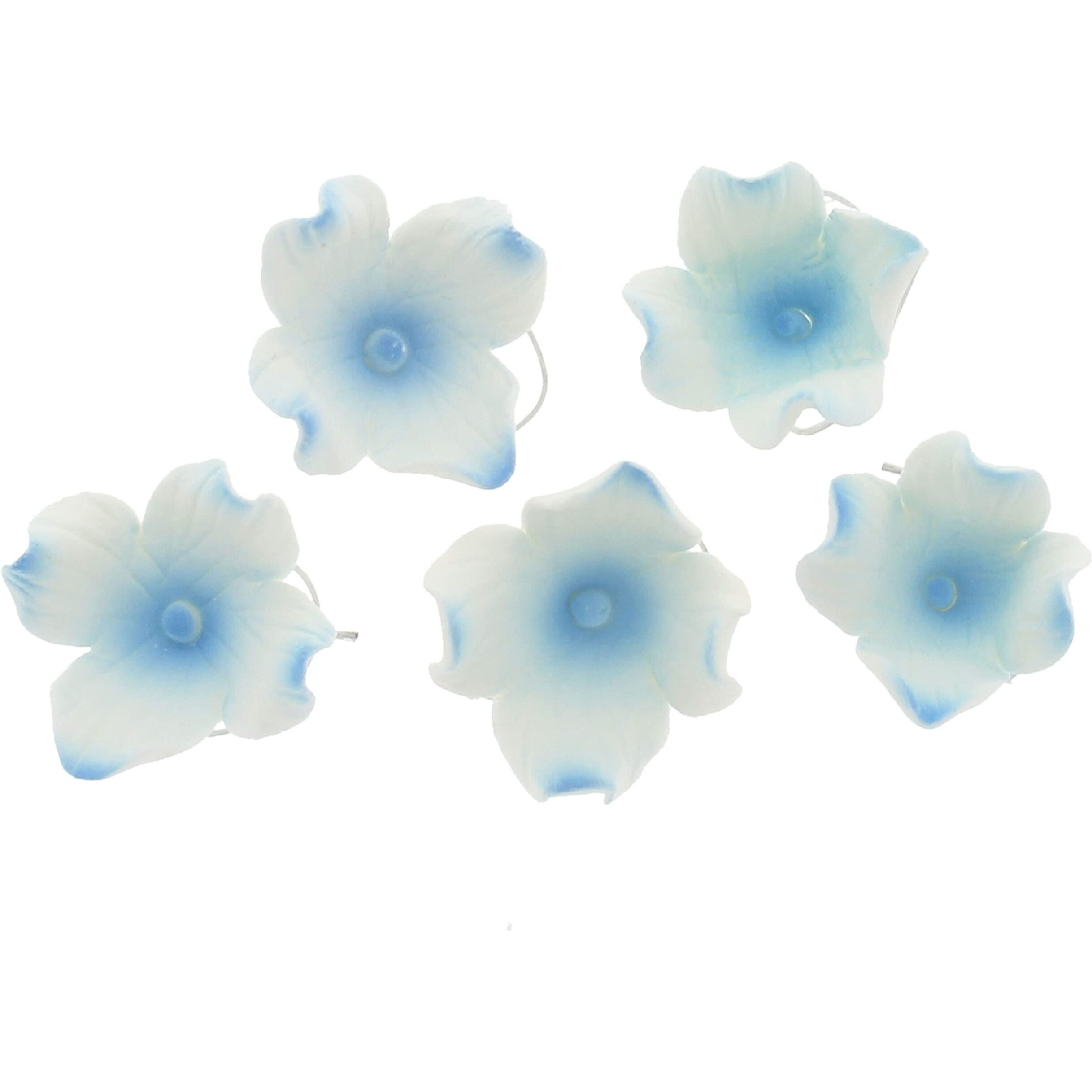 Global Sugar Art Hydrangea Blossom Sugar Cake Flowers, White With Blue - Wired- 36 Count By Chef Alan Tetreault