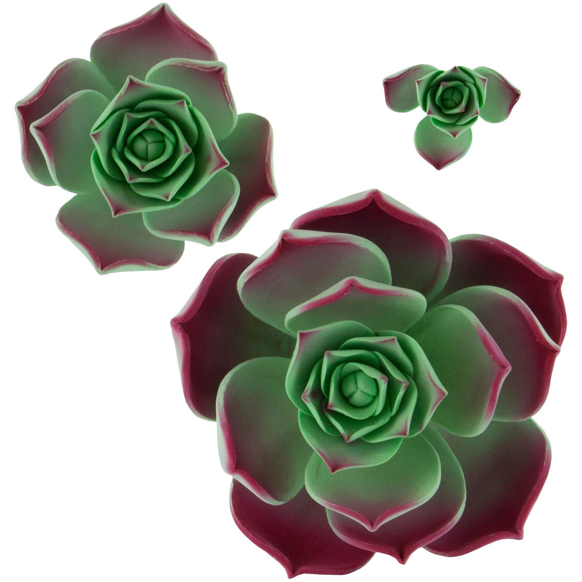 Global Sugar Art Succulent Taurus Sugar Cake Flowers Assortment With Wire, 3 Count By Chef Alan Tetreault