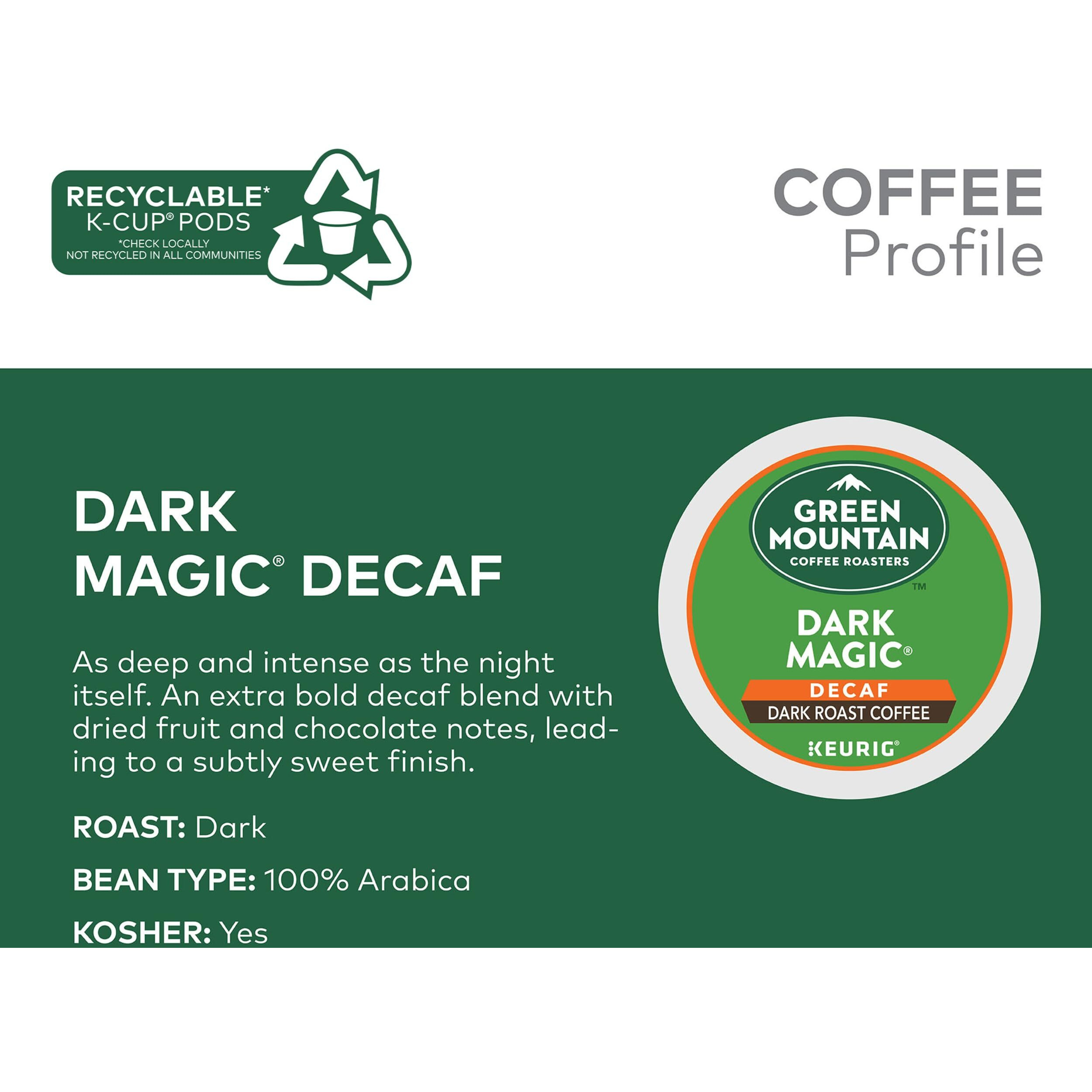 Green Mountain Coffee Roasters Dark Magic Decaf Keurig Single-Serve K-Cup Pods, Dark Roast Coffee, 72 Count (6 Packs Of 12)