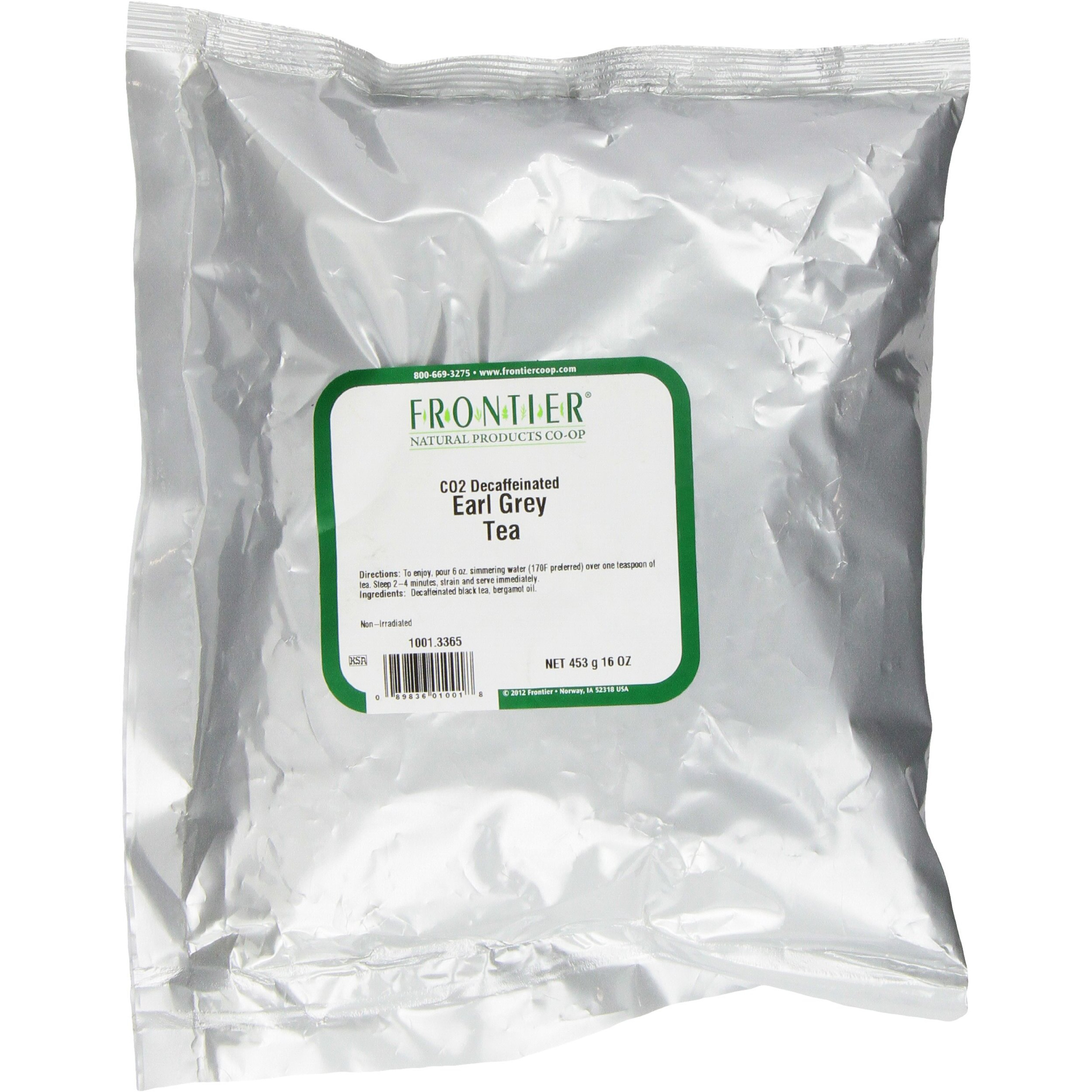 Frontier Co-Op Decaf Earl Grey Black Tea, 1-Pound Bulk Bag, Smoky Tea Flavor With Bergamot Oil, Great With Citrus, Kosher